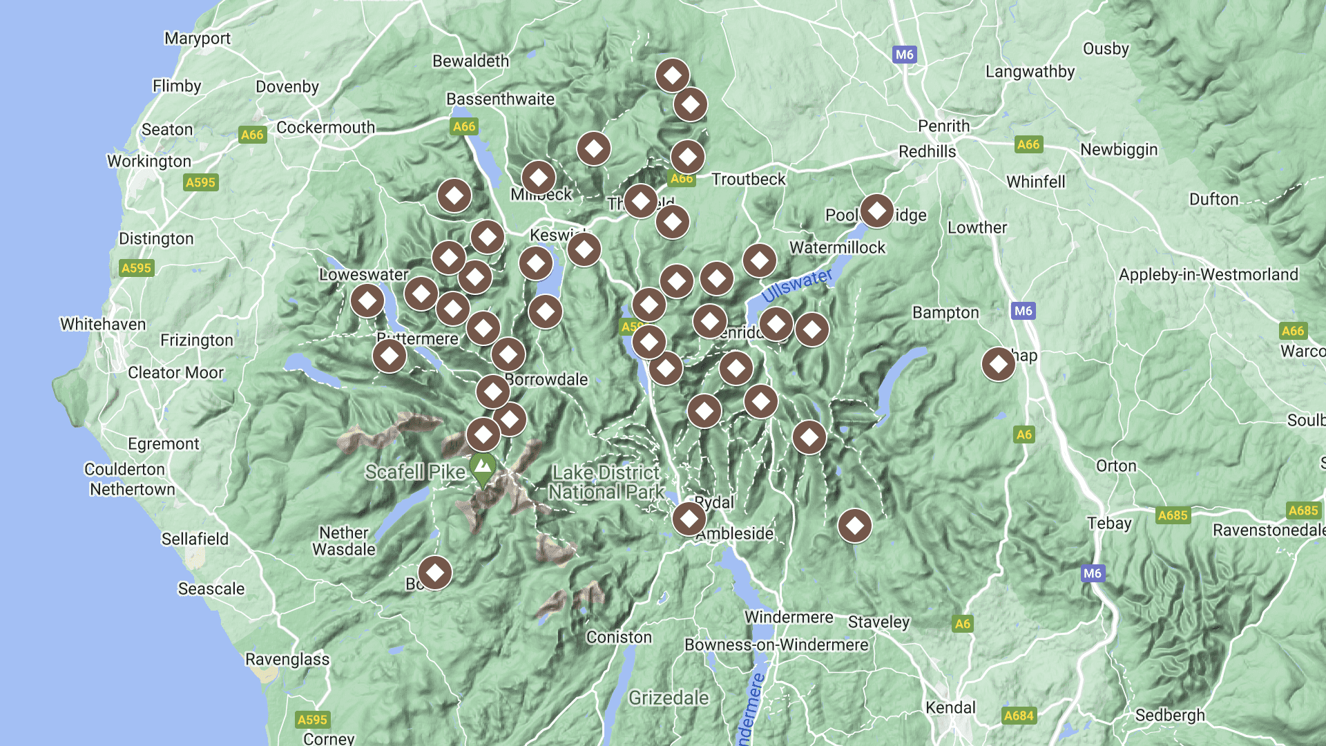 Use my interactive walking maps to discover the beauty of eight captivating regions in Northern England. Scroll down and click or tap a diamond on any of the maps to reveal a side panel with the name of the walking route and a link to its dedicated page. The areas I've explored are: Howardian Hills, Lake District, Nidderdale, North Pennines, North York Moors, Northern England, Yorkshire Coast, and Yorkshire Dales.