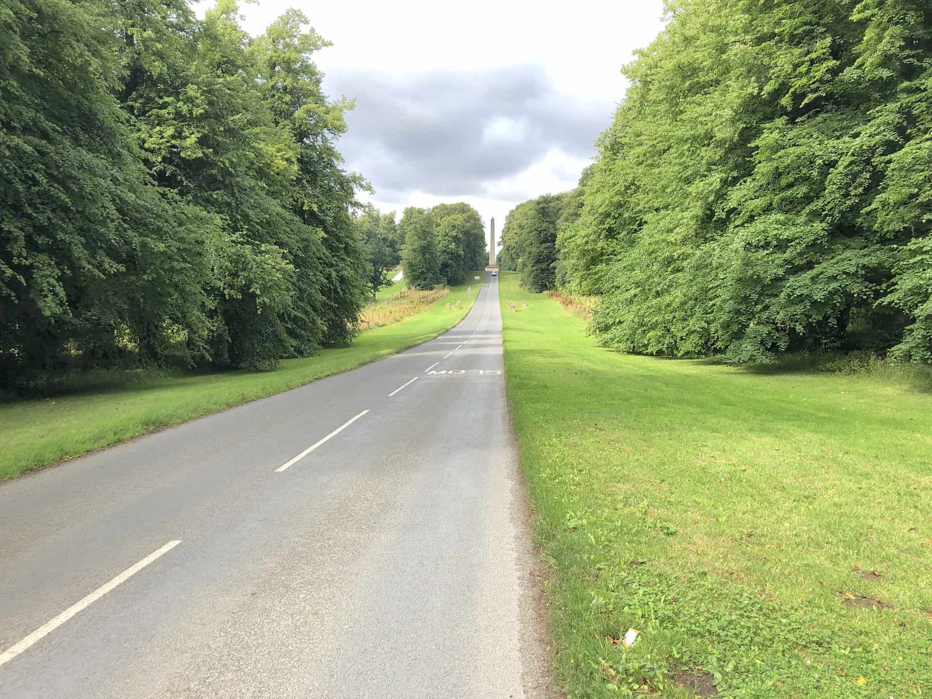 The straight road heading north to the Castle Howard Obelisk.