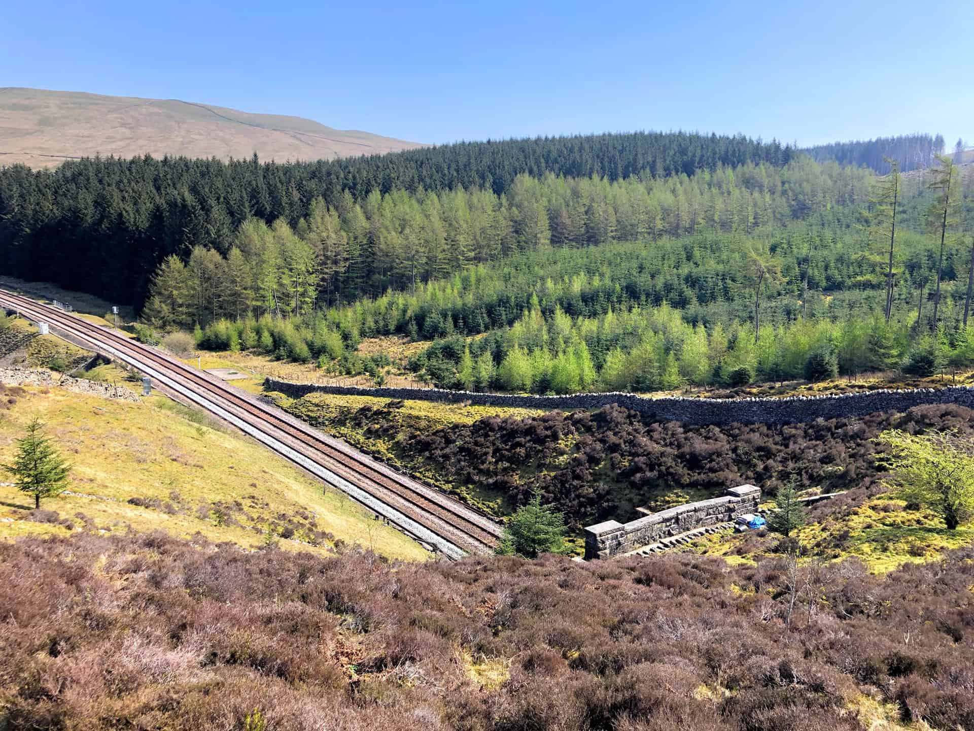 The Settle to Carlisle railway line at the northern entrance of Bleamoor Tunnel.