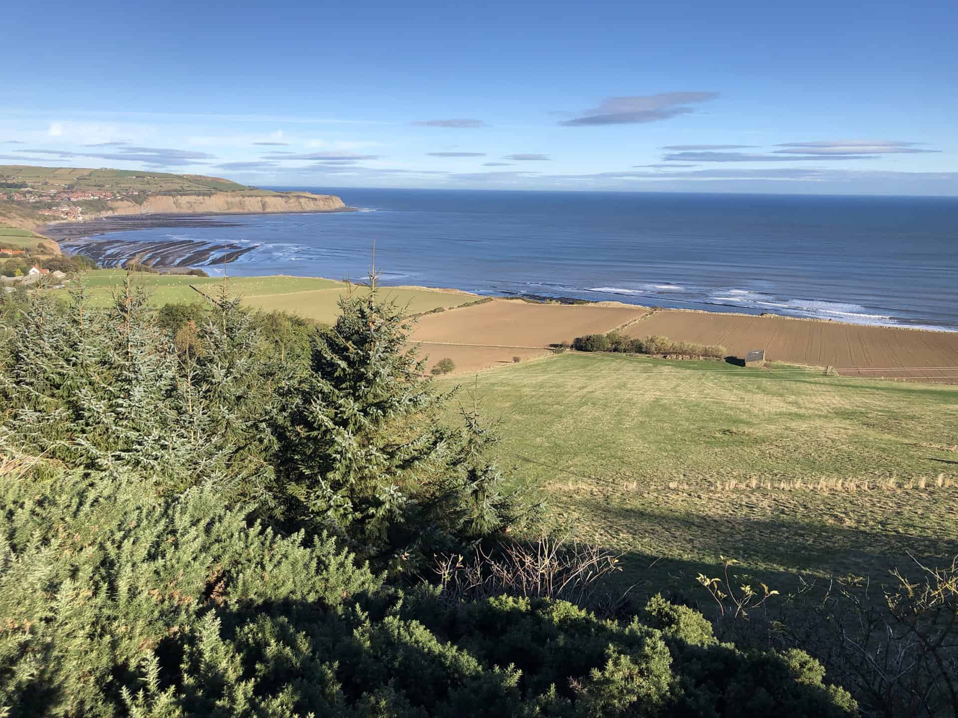 The view towards Robin Hood’s Bay from the Cinder Track dismantled railway line.