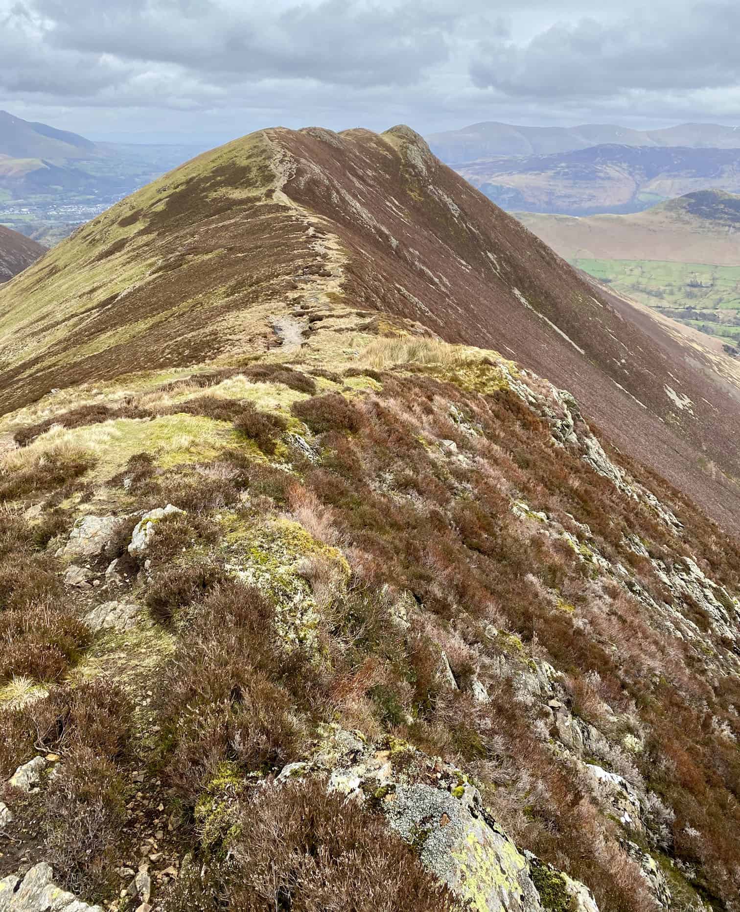 A quick look back at Causey Pike from the footpath above Scar Crags.