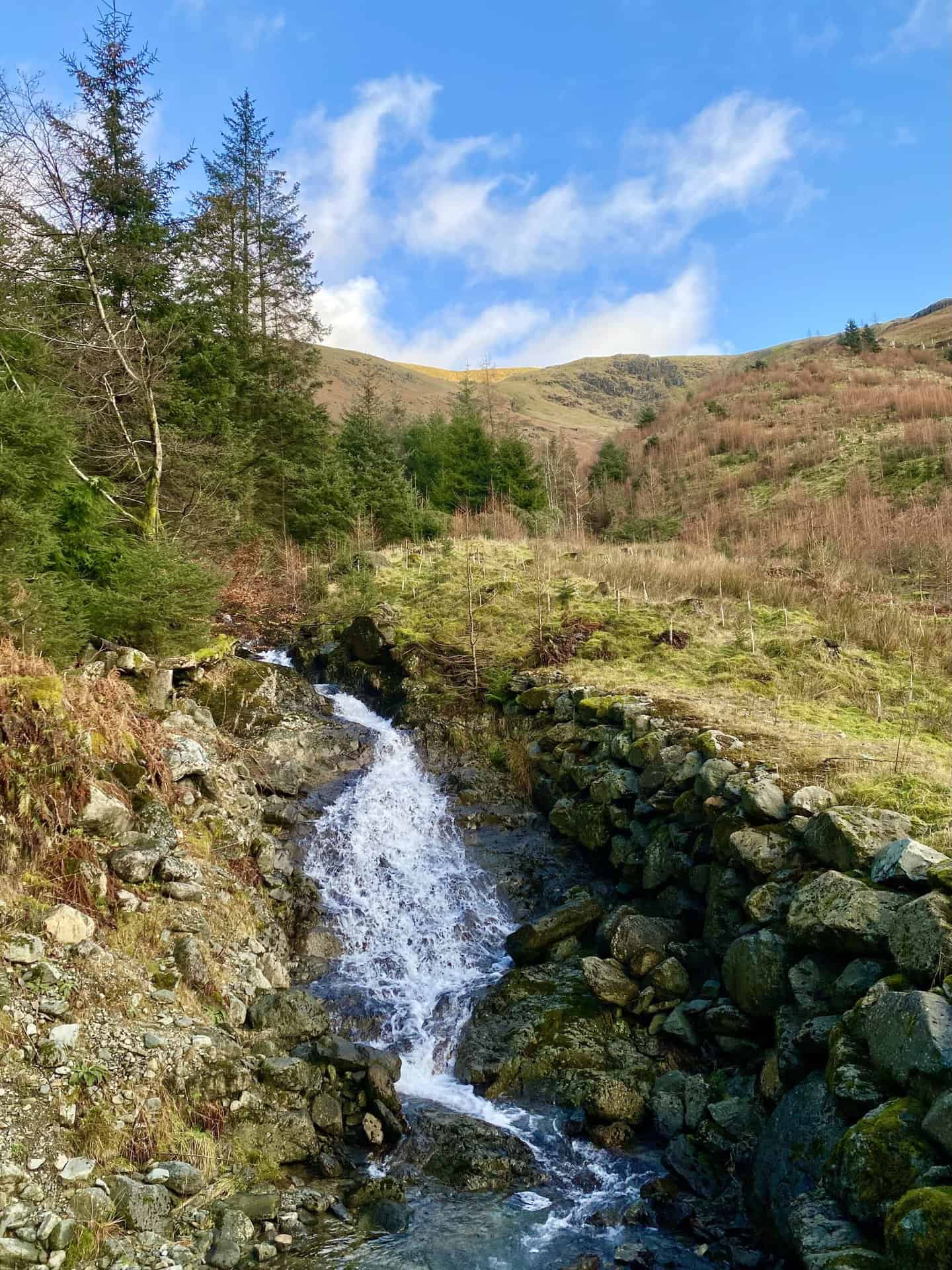 Whelpside Gill, just a few metres north of Comb Gill. This stream descends through the valley between Whelp Side and Middle Tongue and continues its flow into Thirlmere.