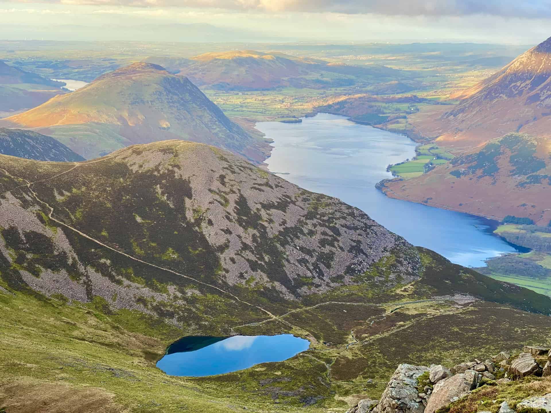 More magnificent panoramas from the top of High Stile, including the distant Loweswater, a smaller lake to the north-west of Crummock Water. As the highest point on the High Stile walk and the second mountain along the ridge, High Stile stands at 806 metres (2645 feet).
