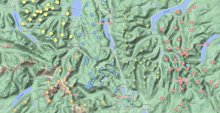 Map of Wainwrights: Interactive Guide to All 214 Lake District Fells