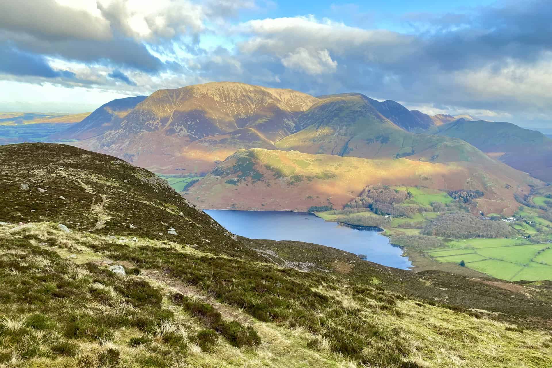 Amazing views from Lingcomb Edge: Crummock Water backed by Rannerdale Knotts, Grasmoor and Whiteless Pike to name but a few.