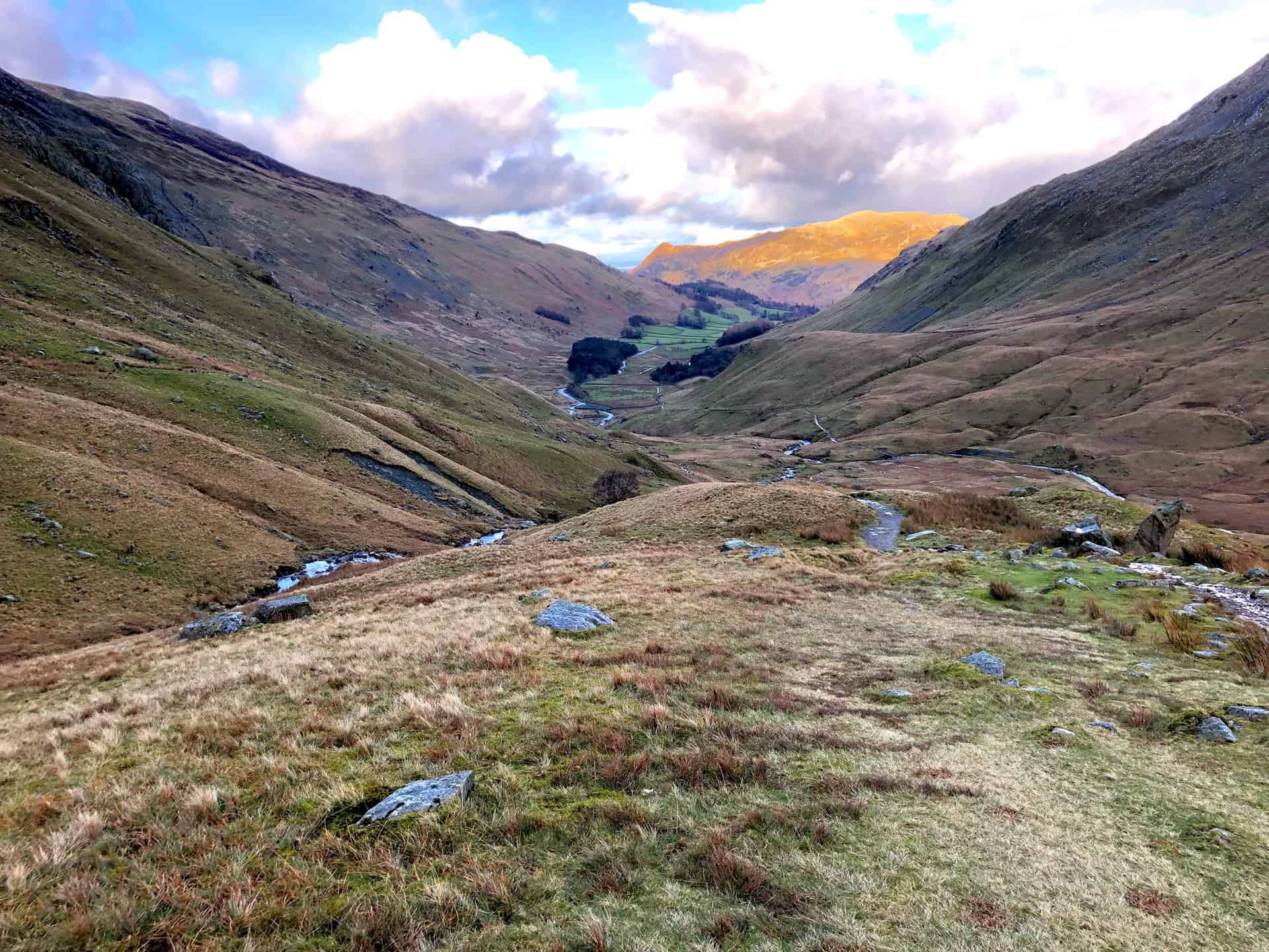 Grisedale's scenic beauty with Place Fell in the backdrop.