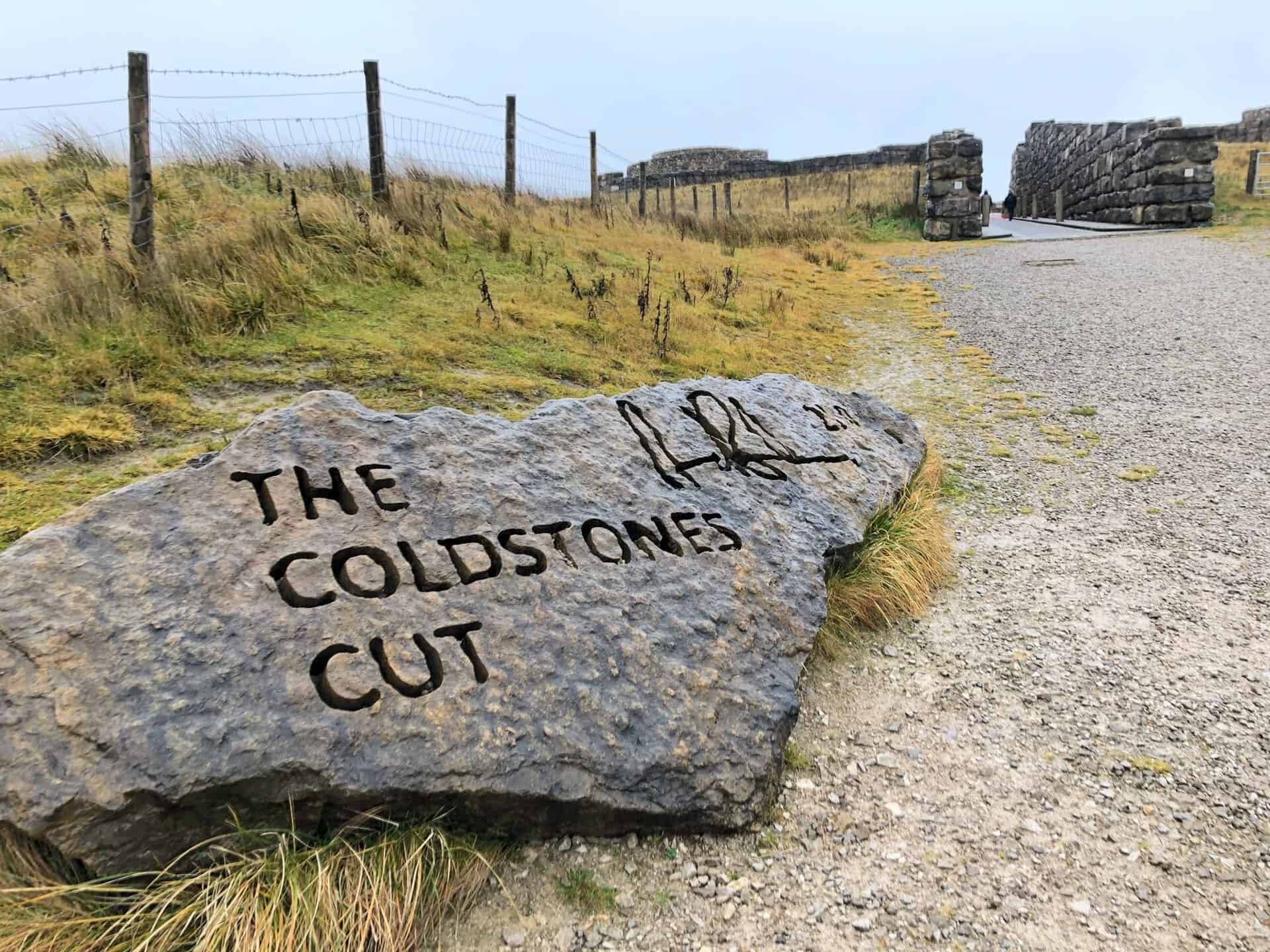 Coldstones Cut. This huge stone sculpture was designed by artist Andrew Sabin and its viewing platform overlooks Coldstones Quarry. The site is on the B6265 about two miles west of Pateley Bridge.