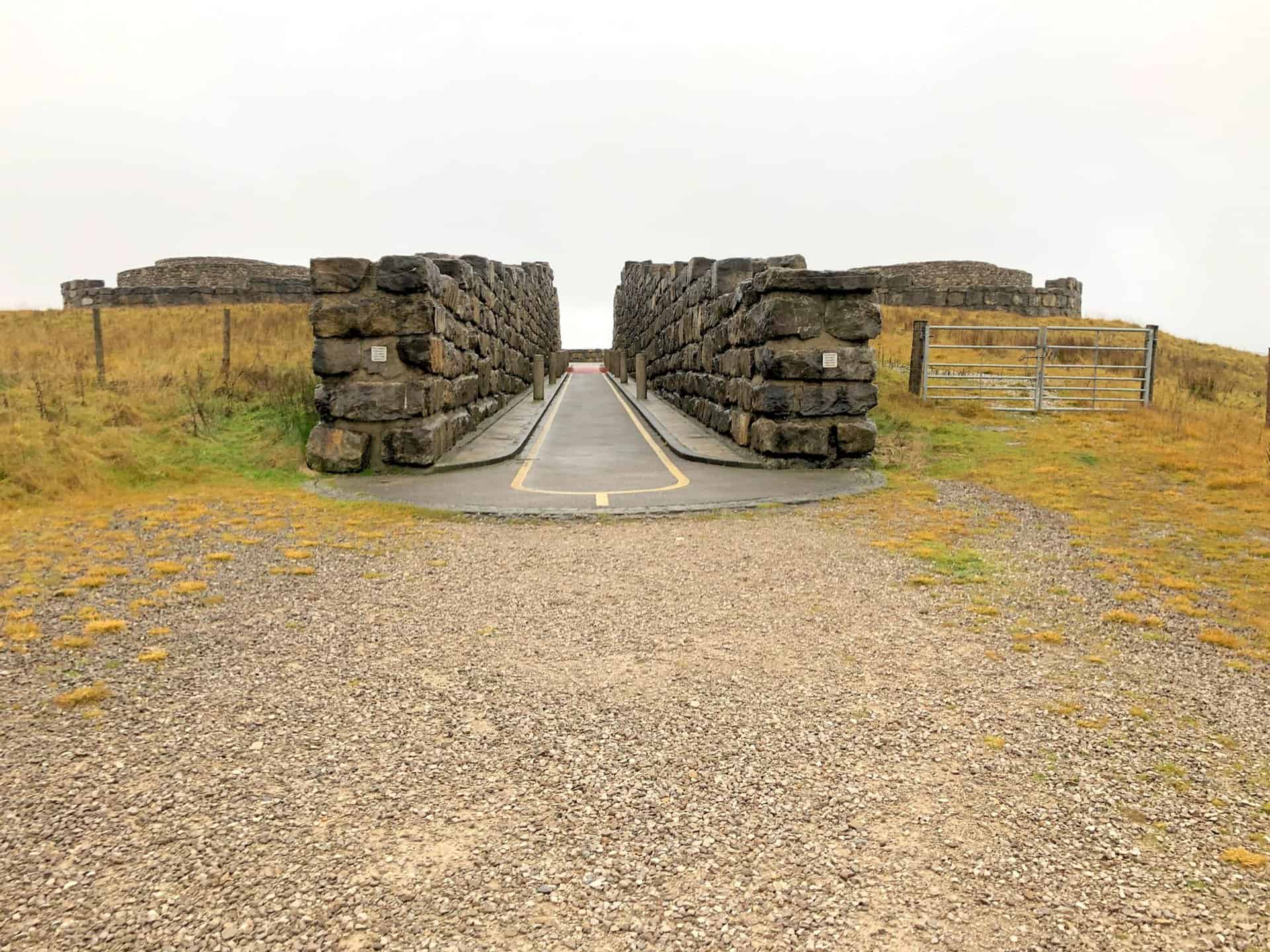 Coldstones Cut. This huge stone sculpture was designed by artist Andrew Sabin and its viewing platform overlooks Coldstones Quarry. The site is on the B6265 about two miles west of Pateley Bridge.
