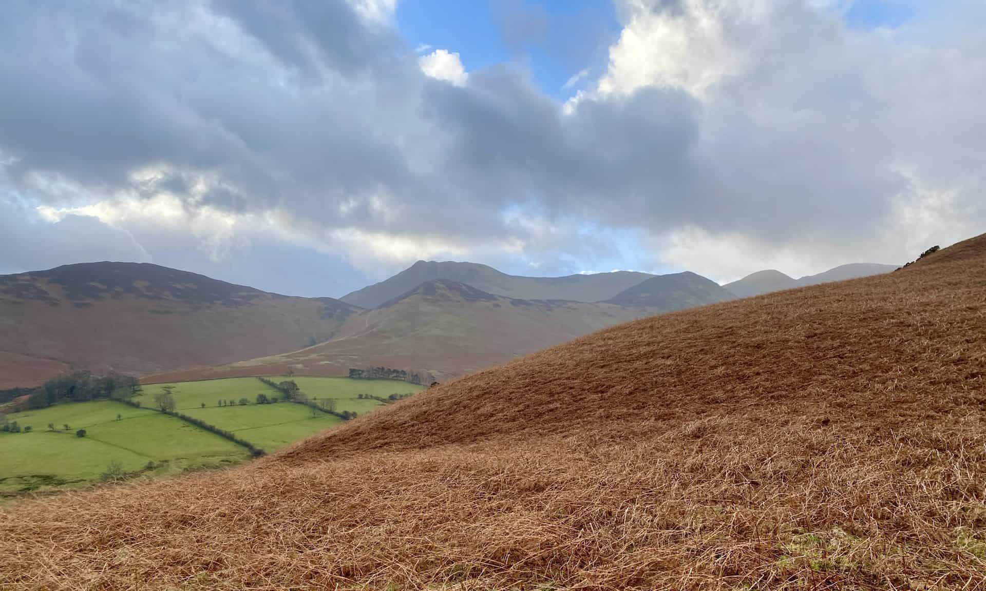 The fells on the southern side of the Coledale Beck valley. See the key below for their names.