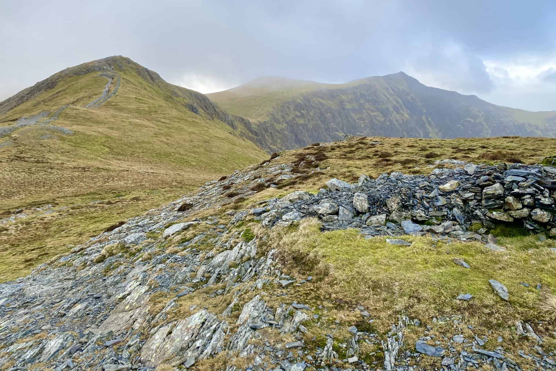 Hobcarton Crag and Hopegill Head as seen from a shelter just below Grisedale Pike.