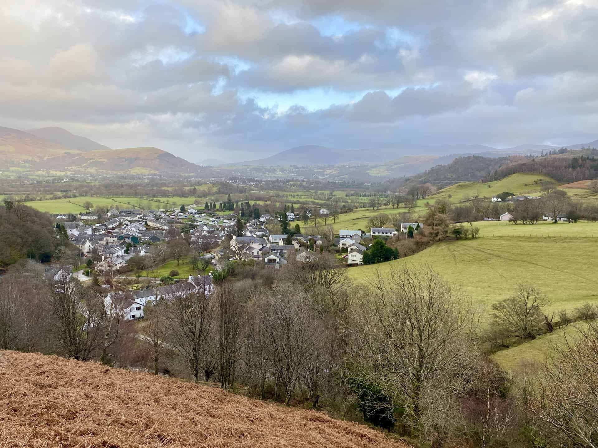 The village of Braithwaite, with Portinscale and Keswick in the background.