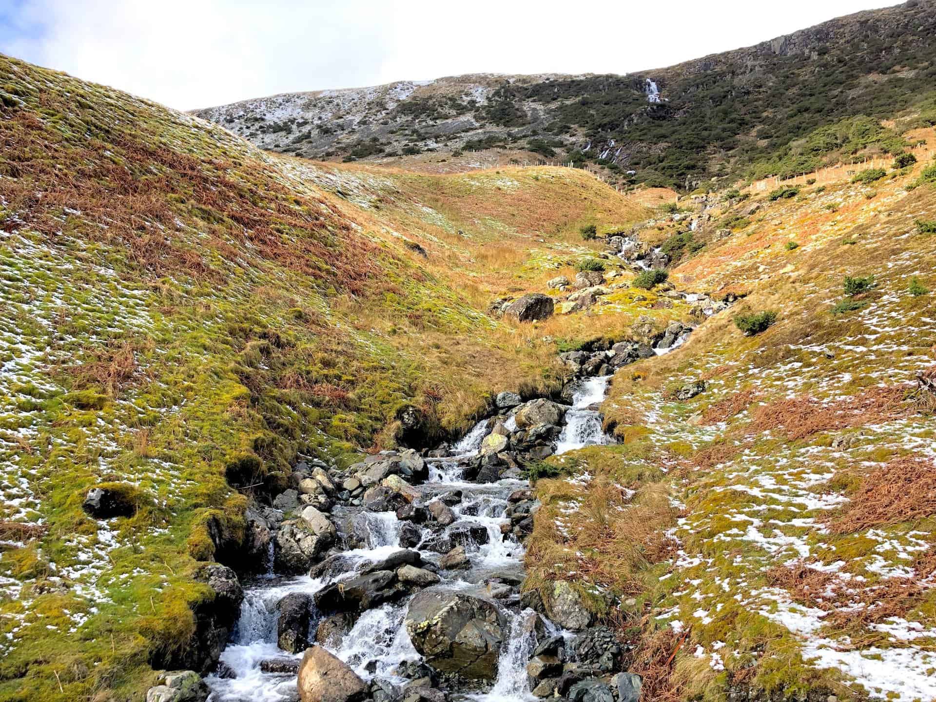The serene Roten Beck waterfall, a highlight on the Glenridding Common stretch.
