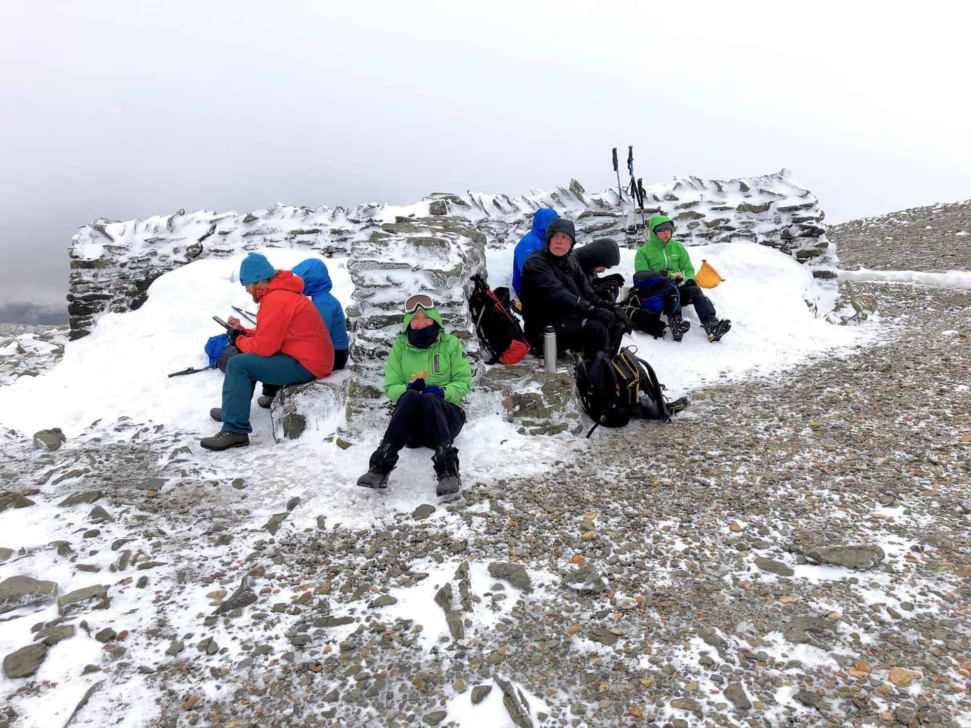 A well-deserved lunch break at Helvellyn's summit, basking in the success of our climb.