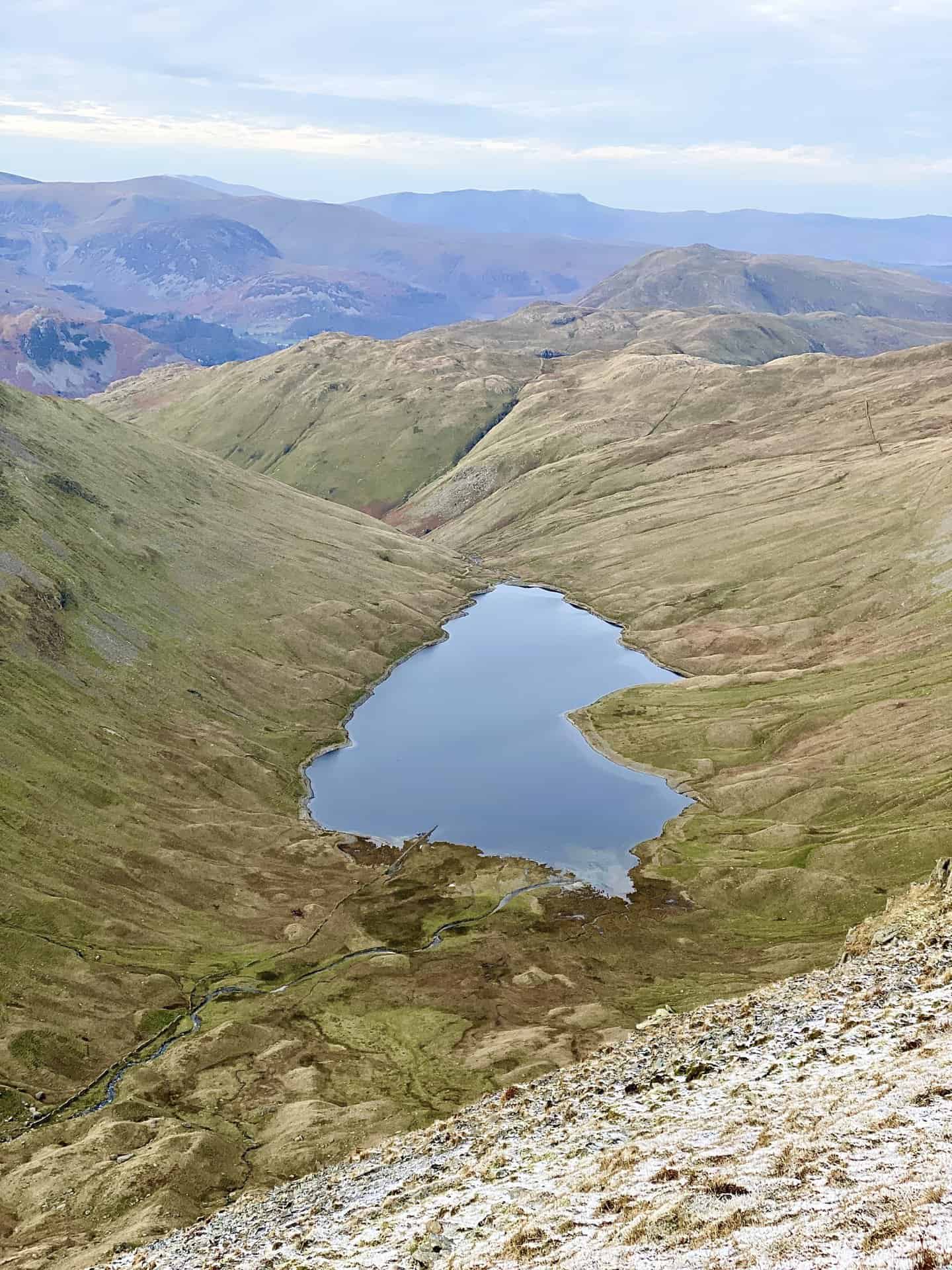 Hayeswater as seen from Racecourse Hill, just below the summit of High Street, height 828 metres (2717 feet), along the Stony Cove Pike trail.