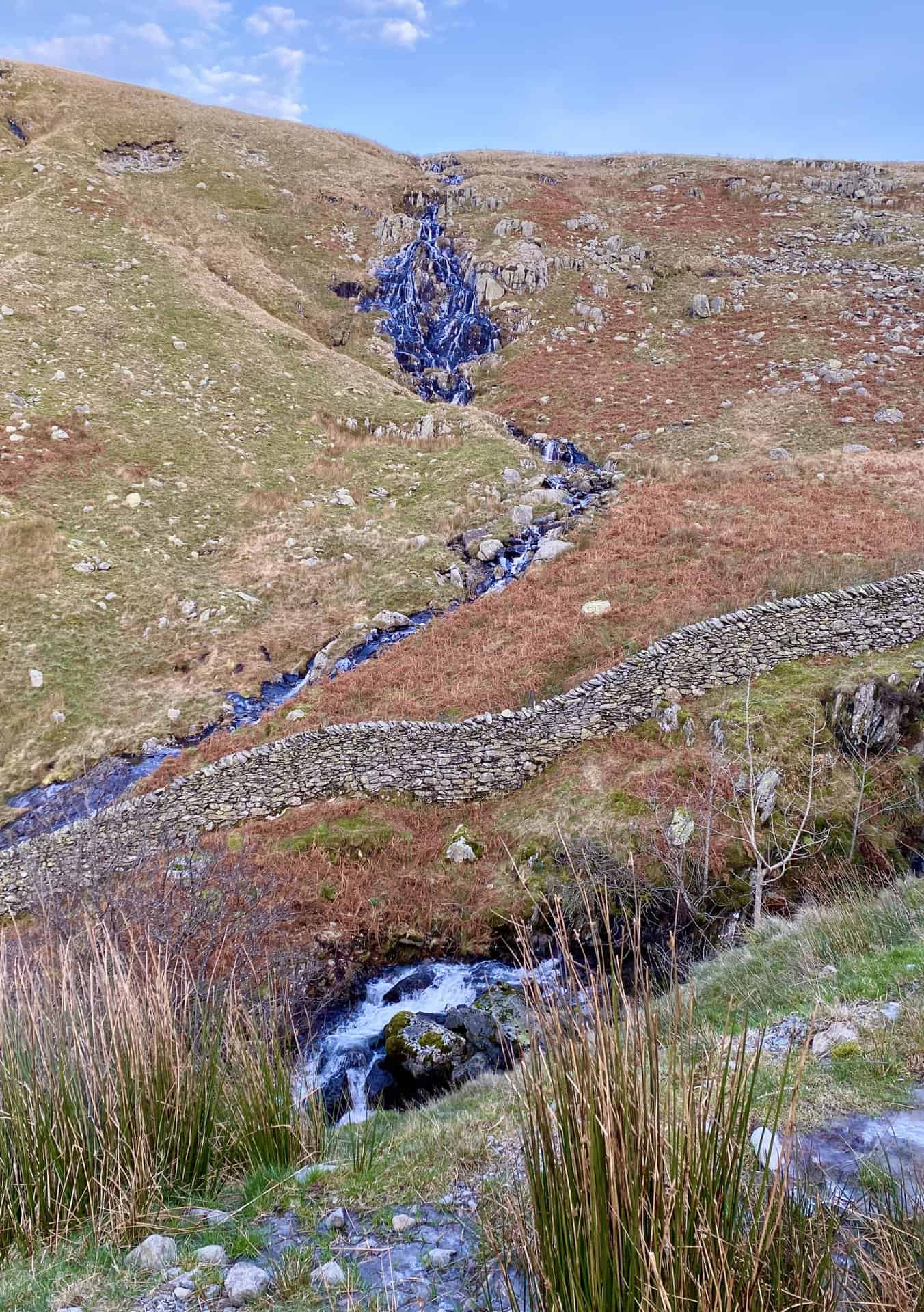 Waterfall created by Sulphury Gill on the western flanks of Rest Dodd / The Knott.