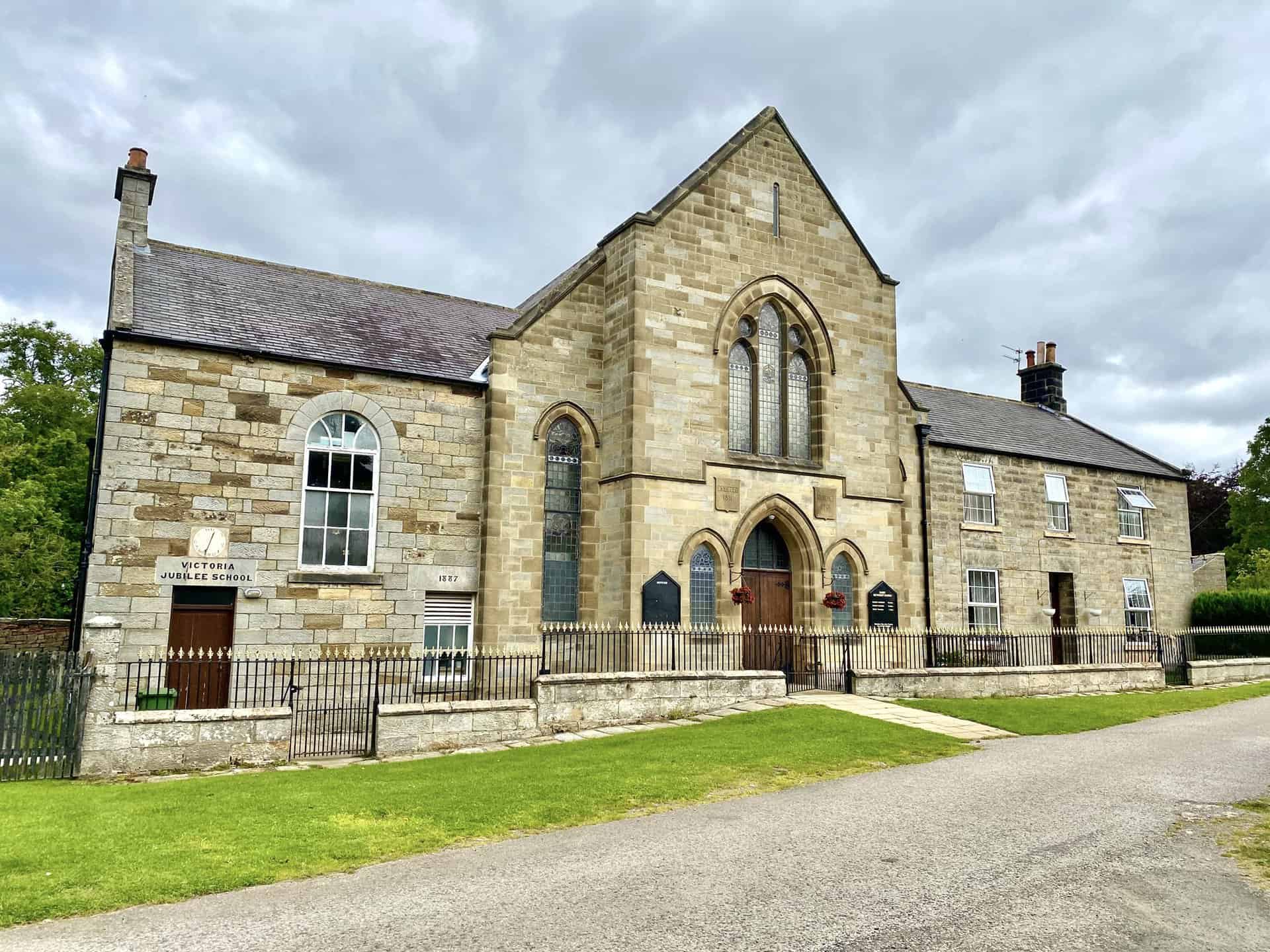 Danby Methodist Church, built in 1811, and the Victoria Jubilee School, added in 1887 to celebrate Queen Victoria's 50th year on the thrown.