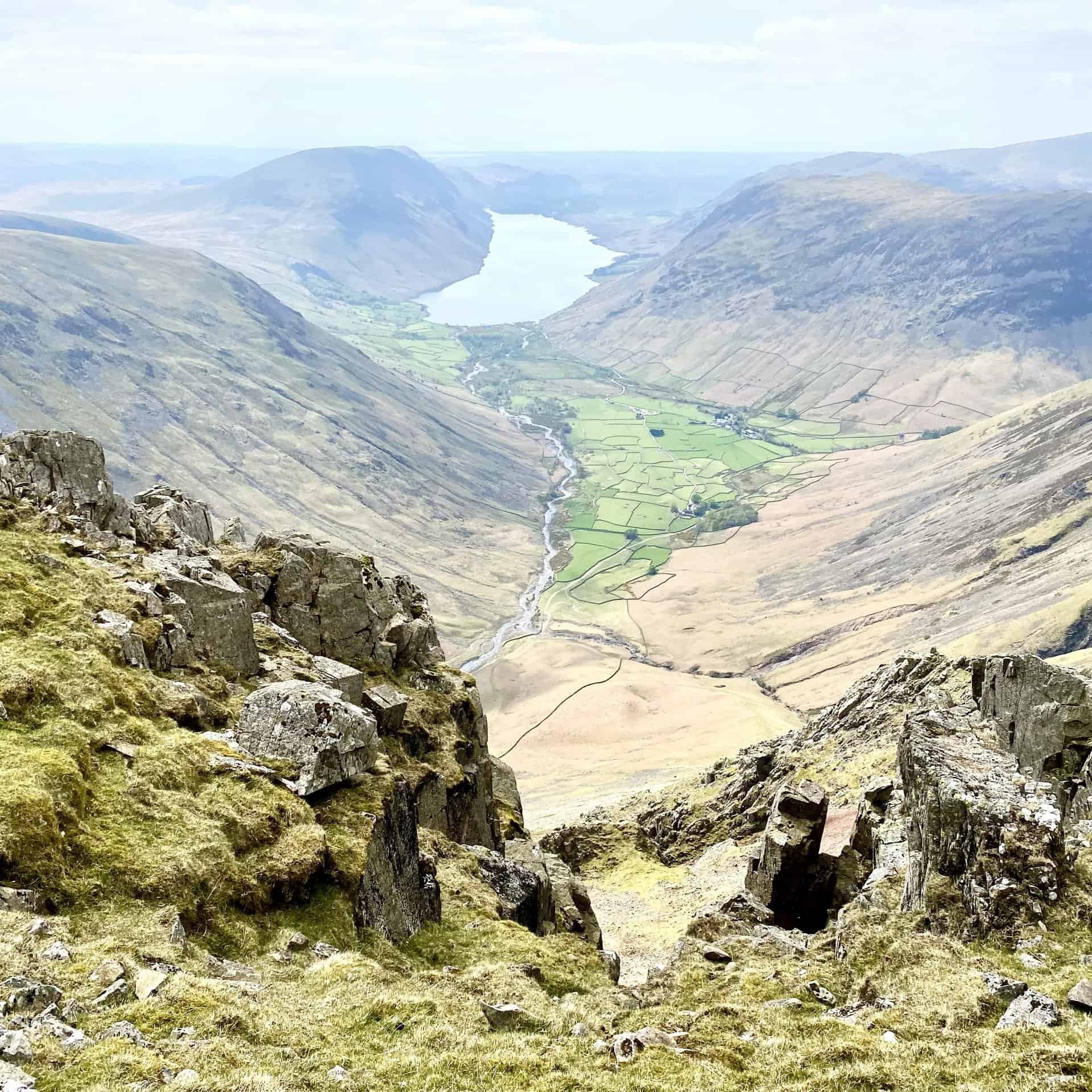 Wast Water as seen from Westmorland Cairn, one of the many highlights on this Great Gable walk.