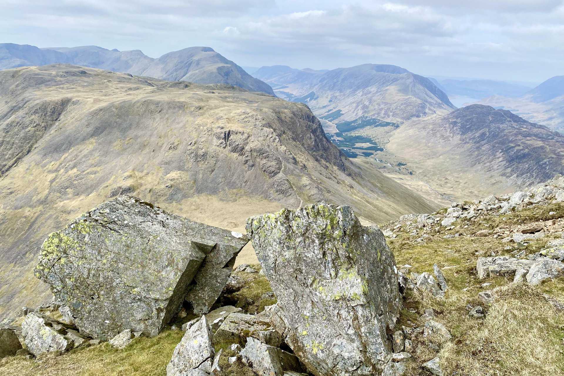 Looking west from Westmorland Cairn over to Kirk Fell, backed by Pillar.