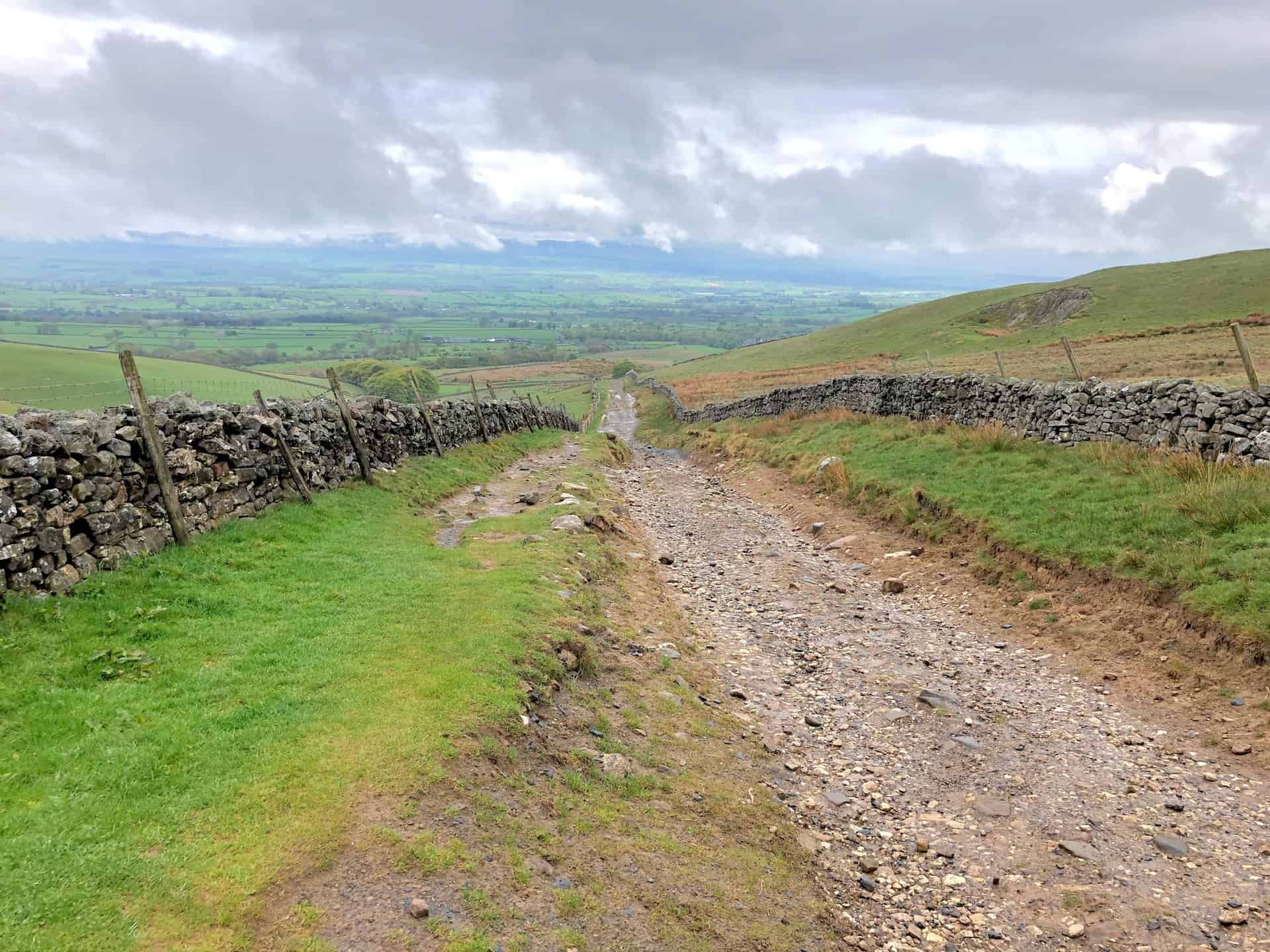 Looking back towards Appleby-in-Westmorland from the Pennine Way near Dod Hill.