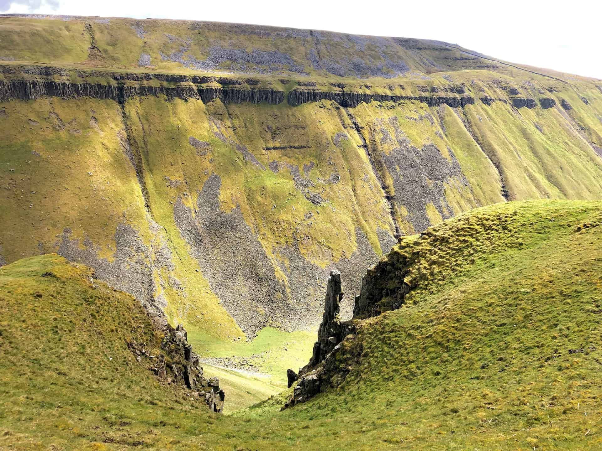 The dramatic, steep-sided slopes on the southern side of High Cup Gill.