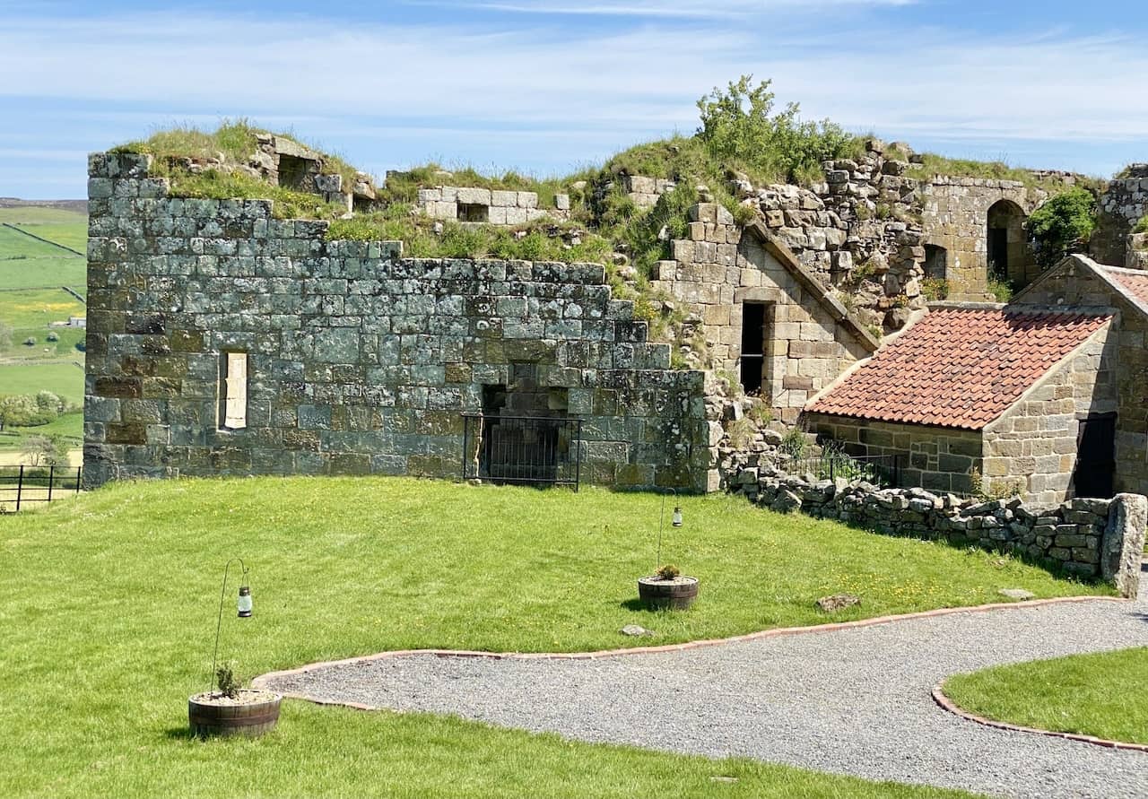 Danby Castle, built in the fourteenth century by Lord Latimer, whose family members included some of the most powerful nobles of medieval England. The castle, about halfway round this Danby Beacon walk, replaced an earlier building located in Castleton which was destroyed by fire.