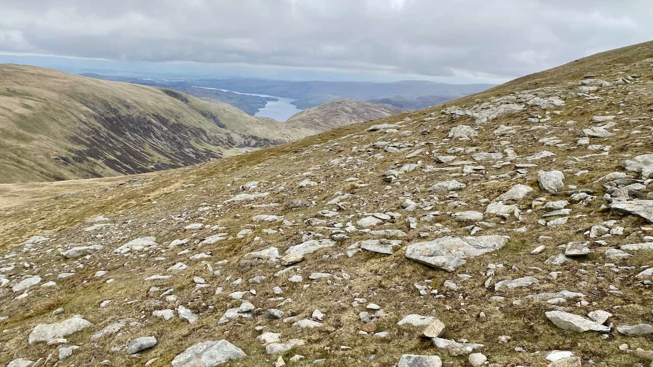 The view north-east towards Ullswater from the rocky slopes of Raise.