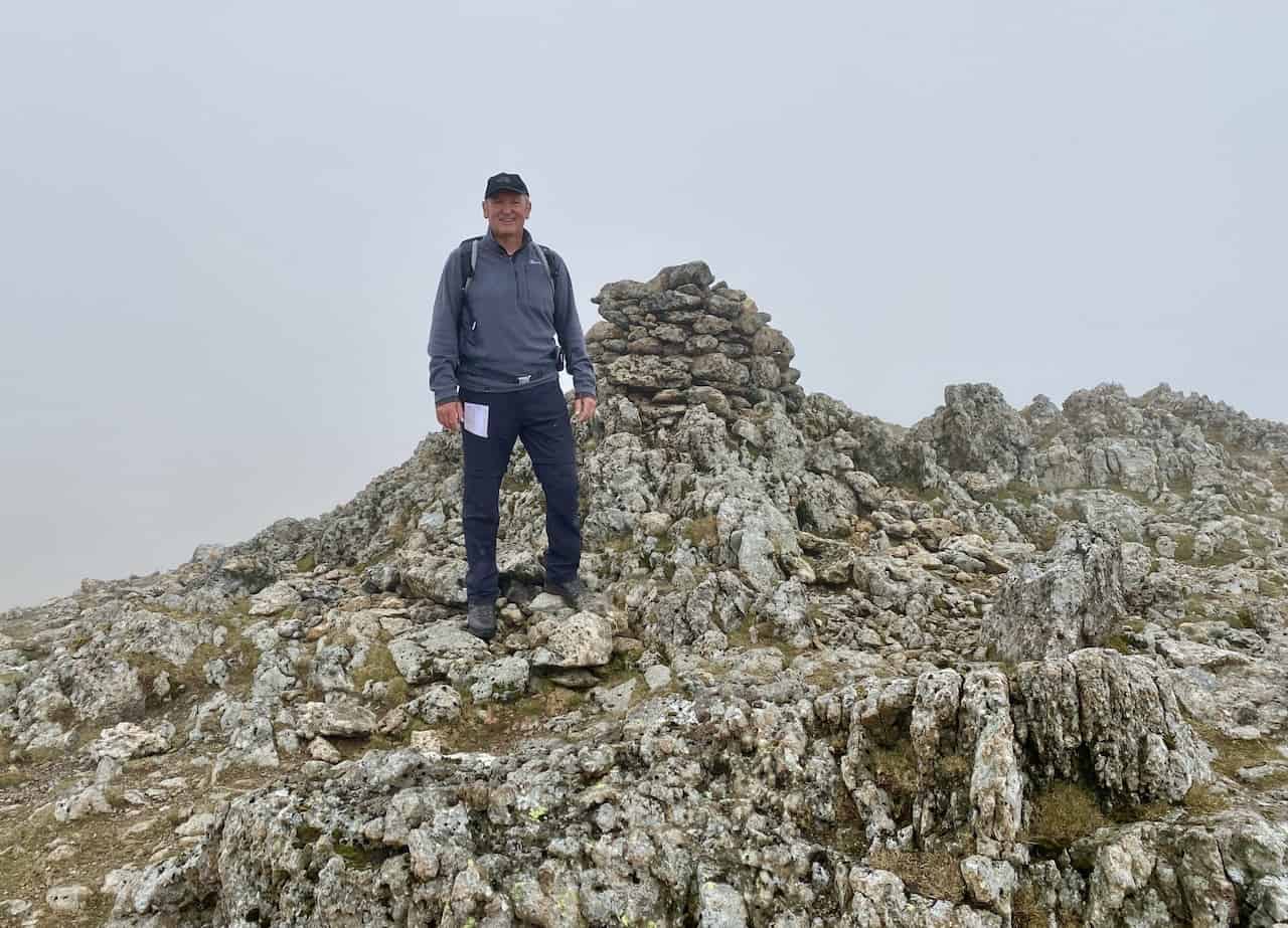 The summit of Raise, height 883 metres (2897 feet). Just short of a quarter of the way round this Helvellyn circular walk.