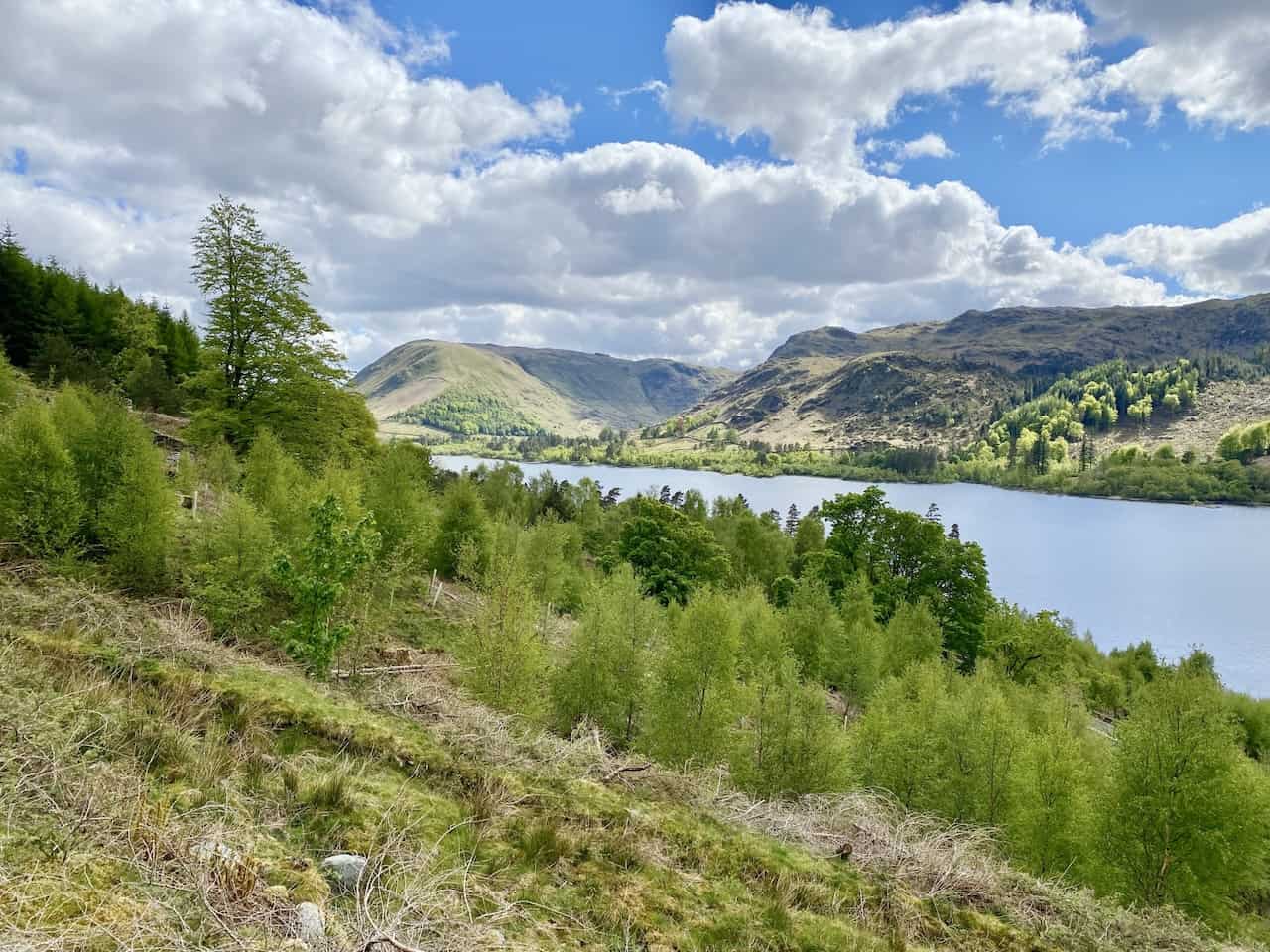 The view south-west towards Wythburn Fells at the southern extent of Thirlmere.