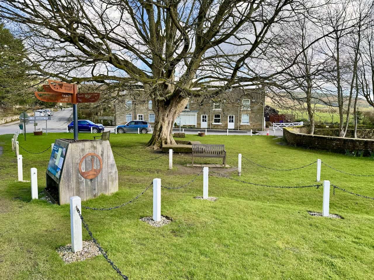 Rosedale Abbey's village Green, a tranquil spot rich with history from its ironstone industrial past.
