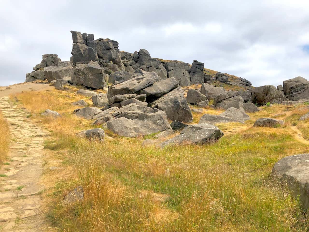 The Wainstones, a striking rocky outcrop at the western extremity of Hasty Bank, presents a rugged face to the observer.