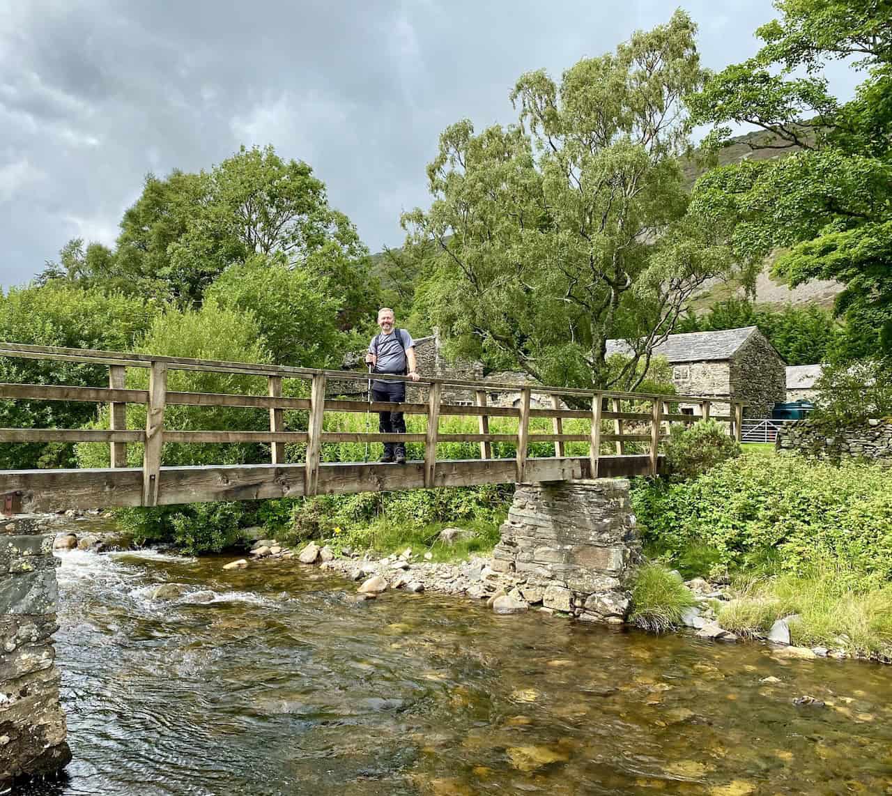 Footbridge over the River Caldew at Roundhouse, about three-quarters of the way round our Bannerdale Crags walk.