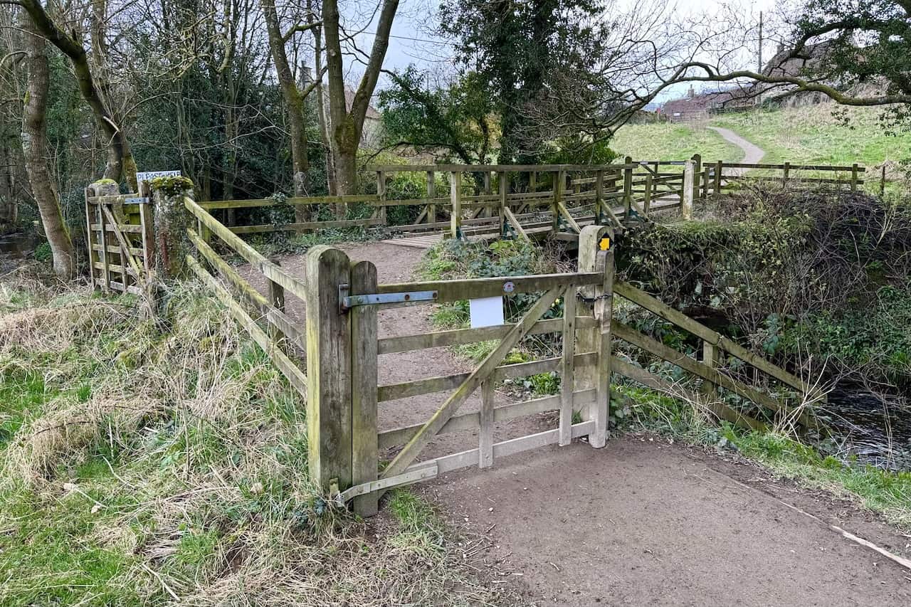 A footbridge over the River Dove in Low Mill facilitates the thousands who opt for the linear version of the Farndale daffodils walk starting from Low Mill.
