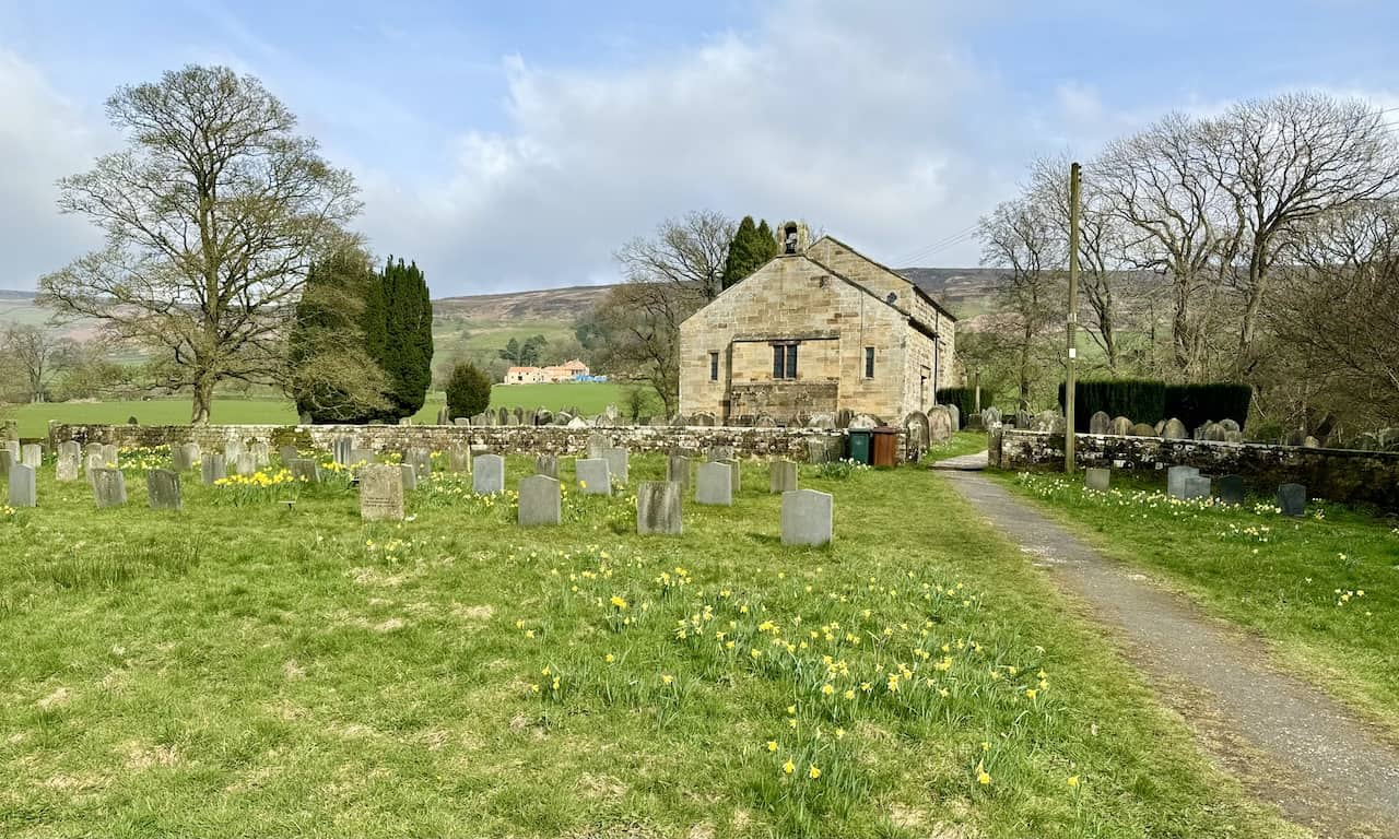 St. Mary's Church, located on Mackeridge Lane in Church Houses, Farndale, is a Grade II listed building as of 13 July 1955. Marking the halfway point of this Farndale daffodils walk, it signals the time to return, rounding off the experience with historical and architectural interest.