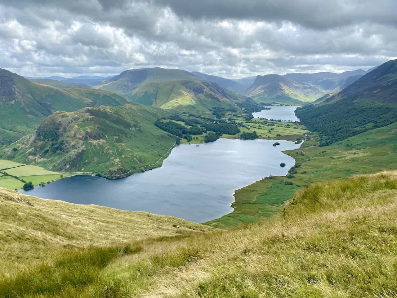 A little further along and both Crummock Water and Buttermere become fully visible. The small hill in the foreground on the left is Rannerdale Knotts, renowned for its splendid bluebell coverage in May.