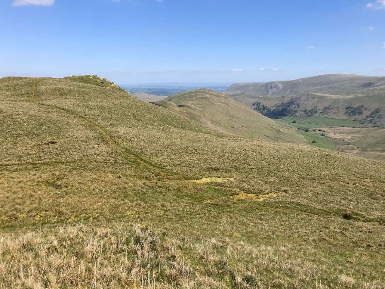 The path across Beda Fell, approximately one-third of the way round this Ullswater walk.