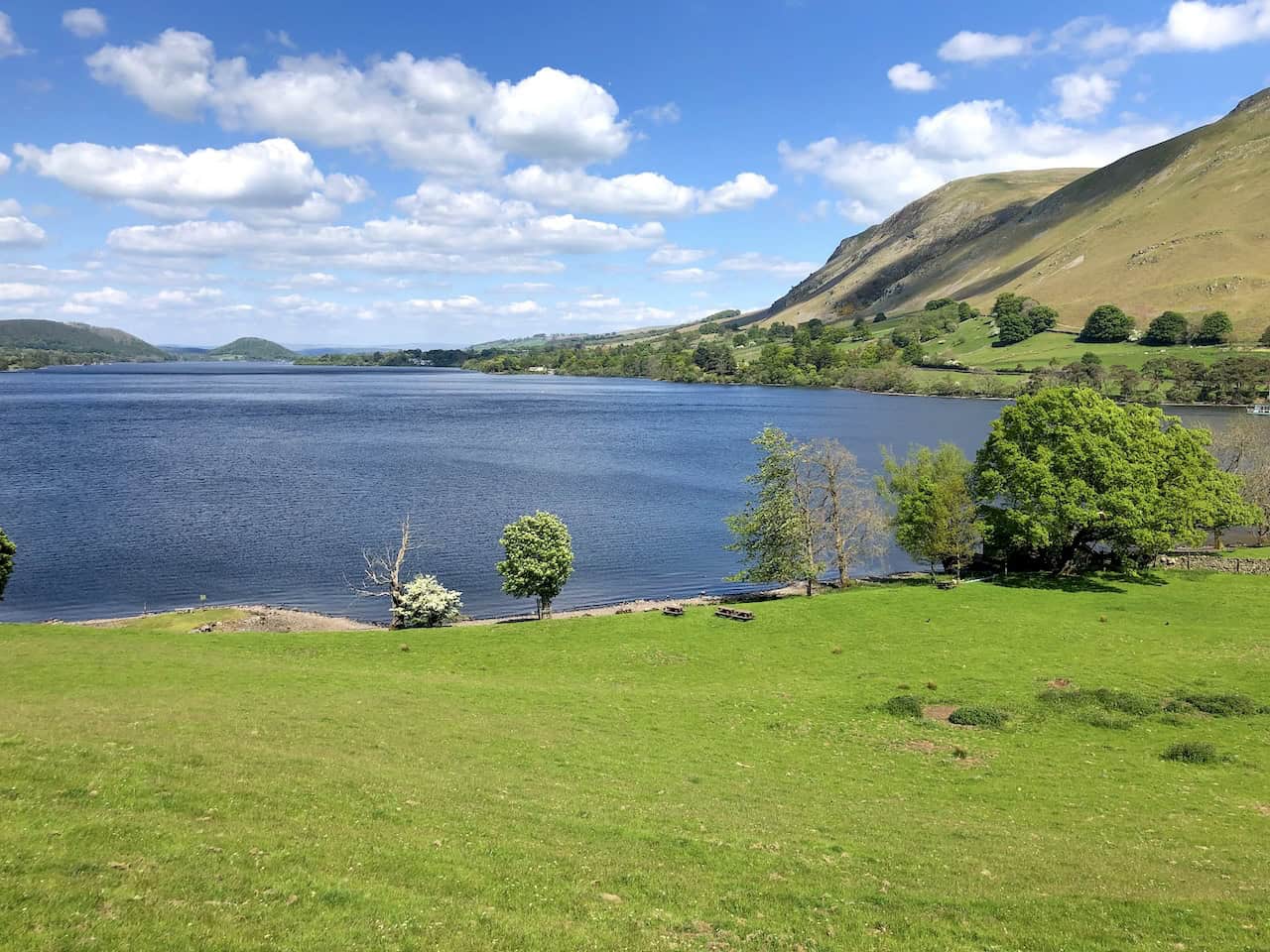 The view north-east over Ullswater towards Pooley Bridge, which is situated on the northern tip of the lake.