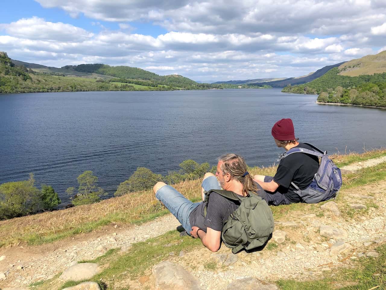 Relaxing and enjoying the views during our Ullswater walk.
