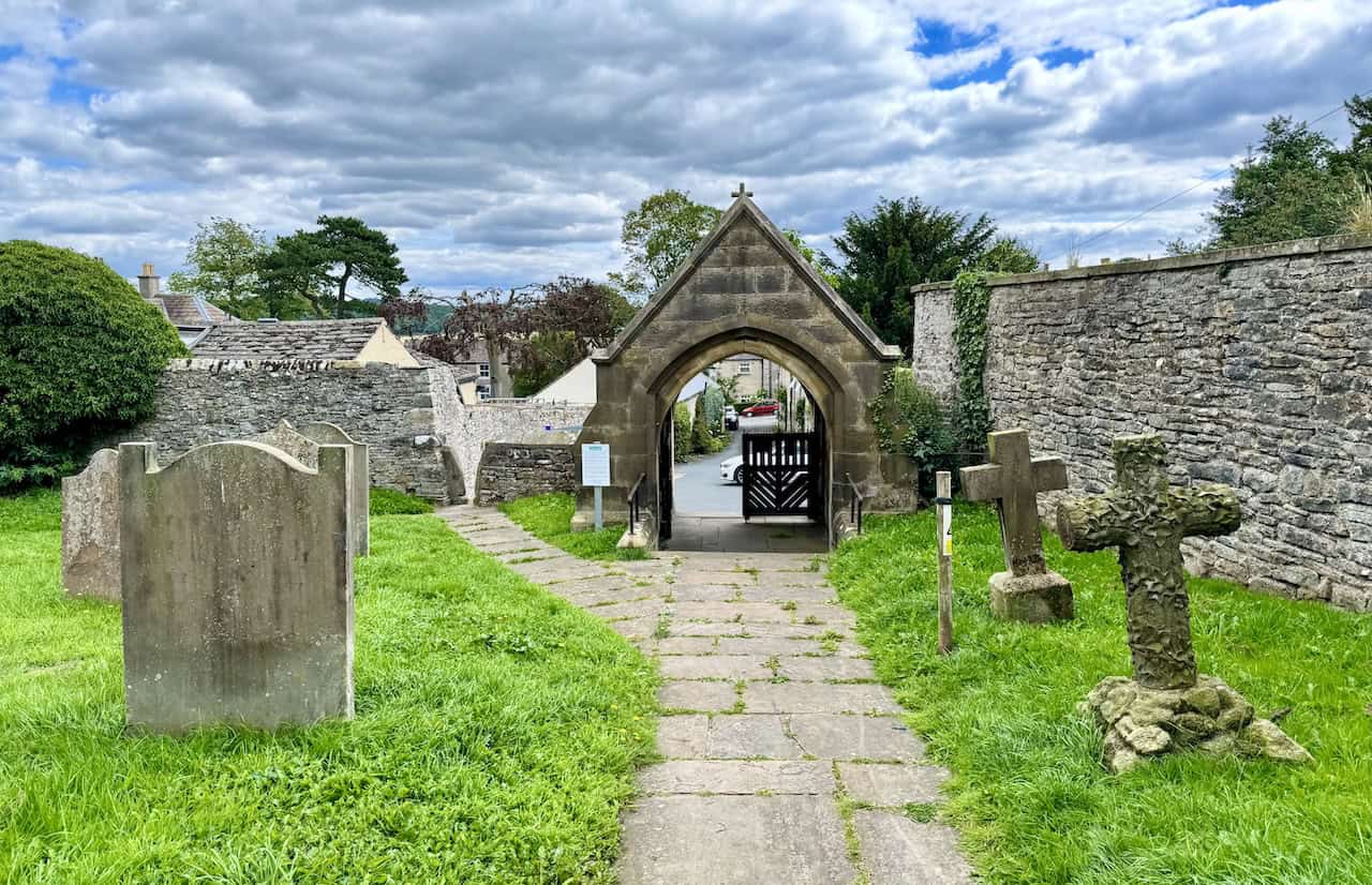 A stone archway marks the exit from the Church of St Mary and St Alkelda.
