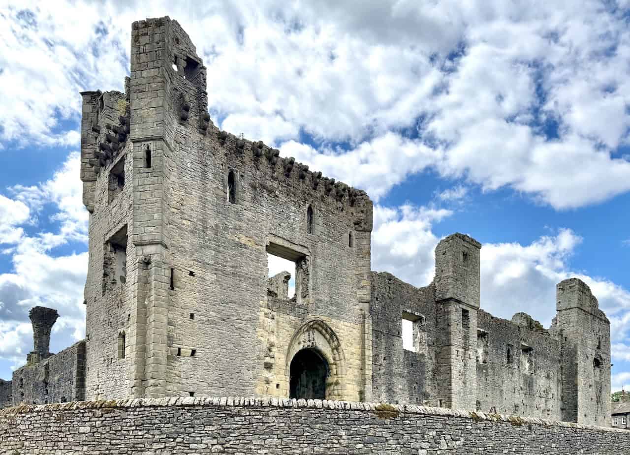 Defensive towers and outer walls survive at Middleham Castle on the Tupgill Park walk.
