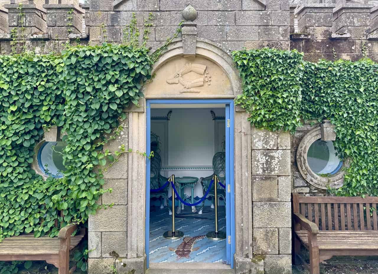 Round windows and a quirky carved stone feature give the Fishing Temple character.
