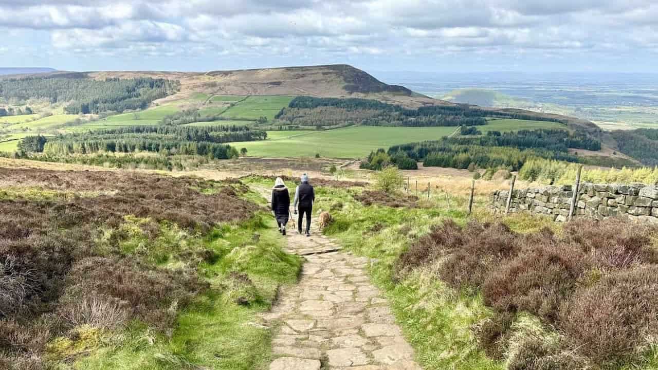 Rugged rock formations and moorland views on the Lordstones walk near the Wainstones.