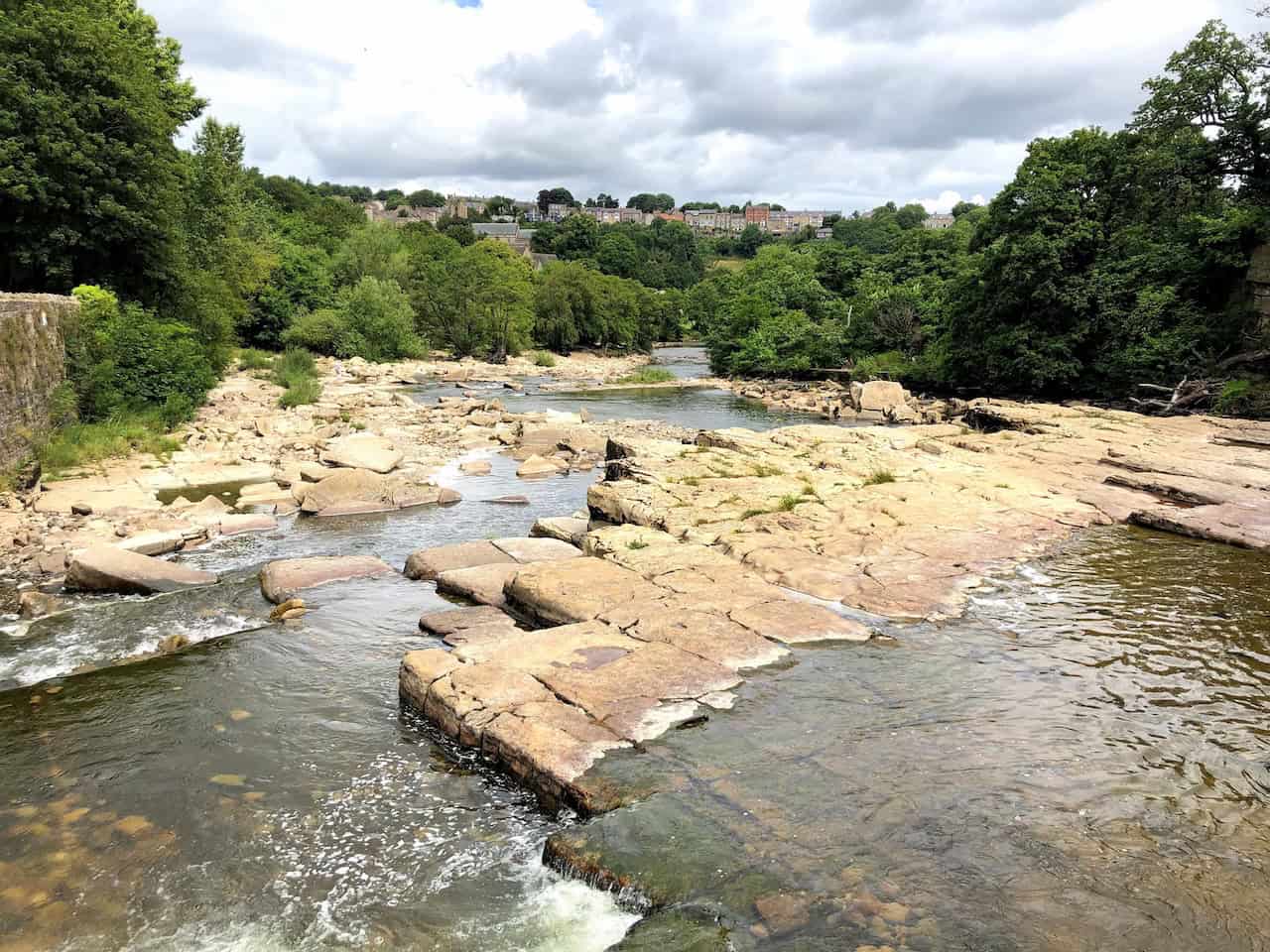 Easby Loop riverside view along the River Swale in Richmond.