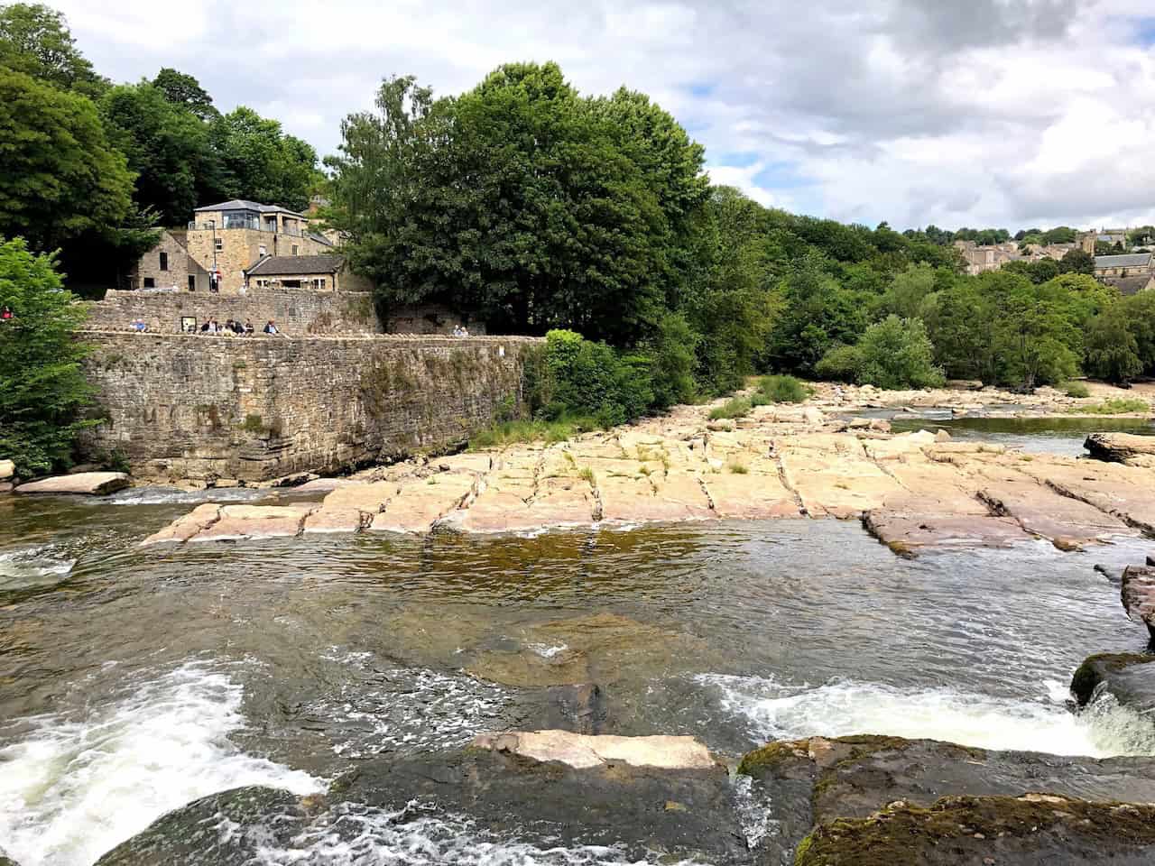 Fast-flowing River Swale in Richmond on the route towards Easby.