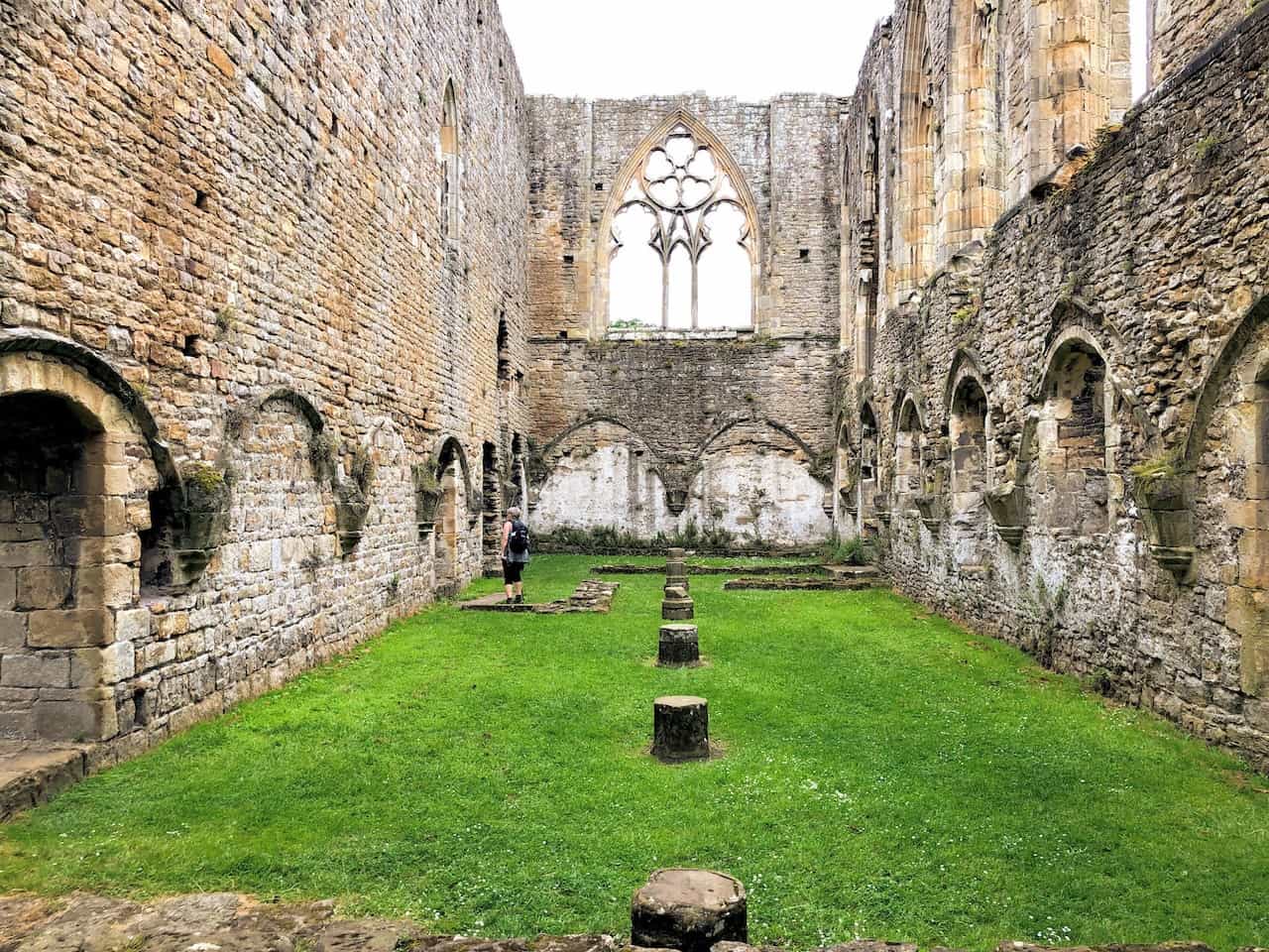 Easby Loop view of the refectory ruins at Easby Abbey.