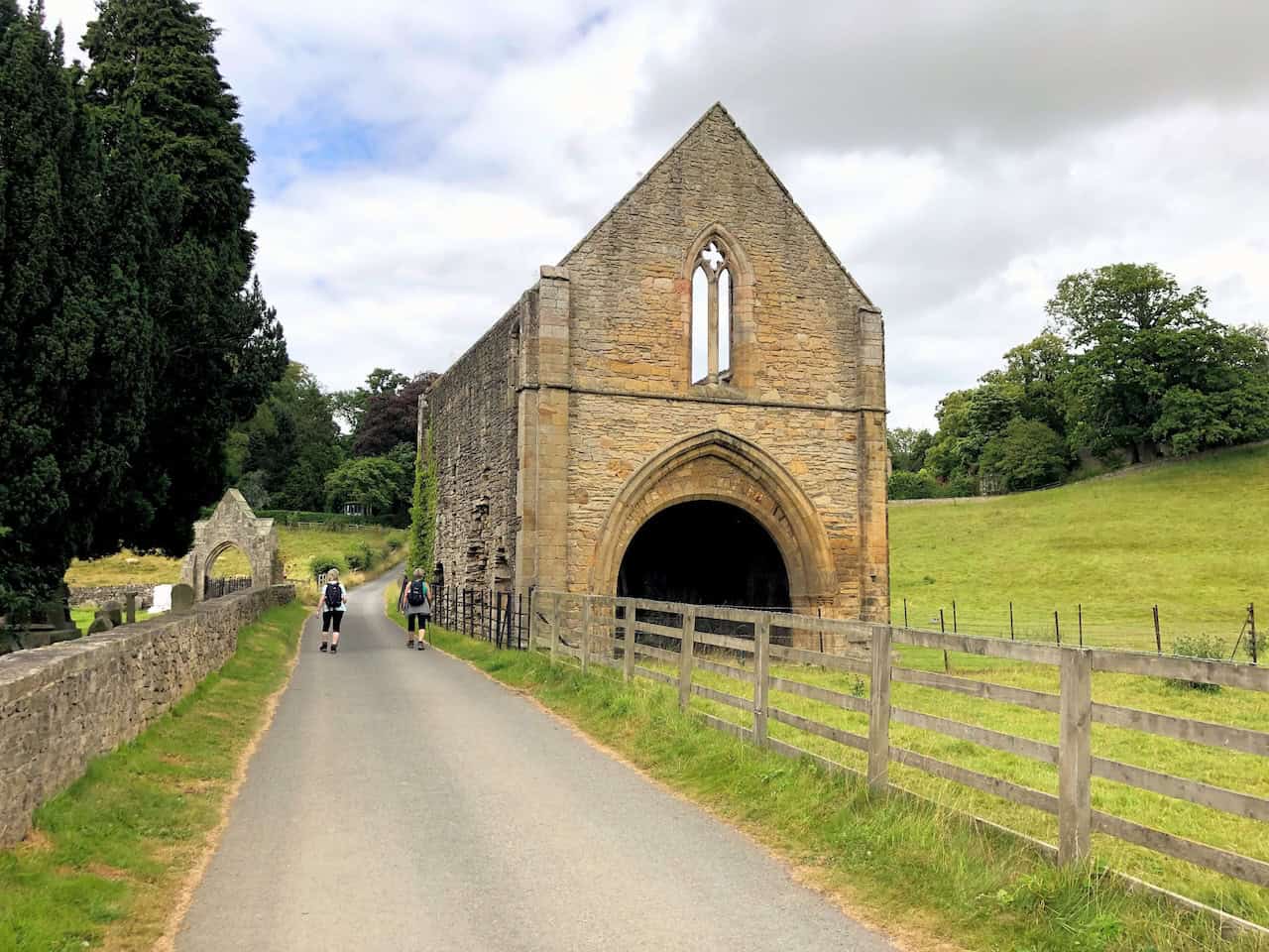 Easby Loop view of the medieval gatehouse at Easby Abbey.