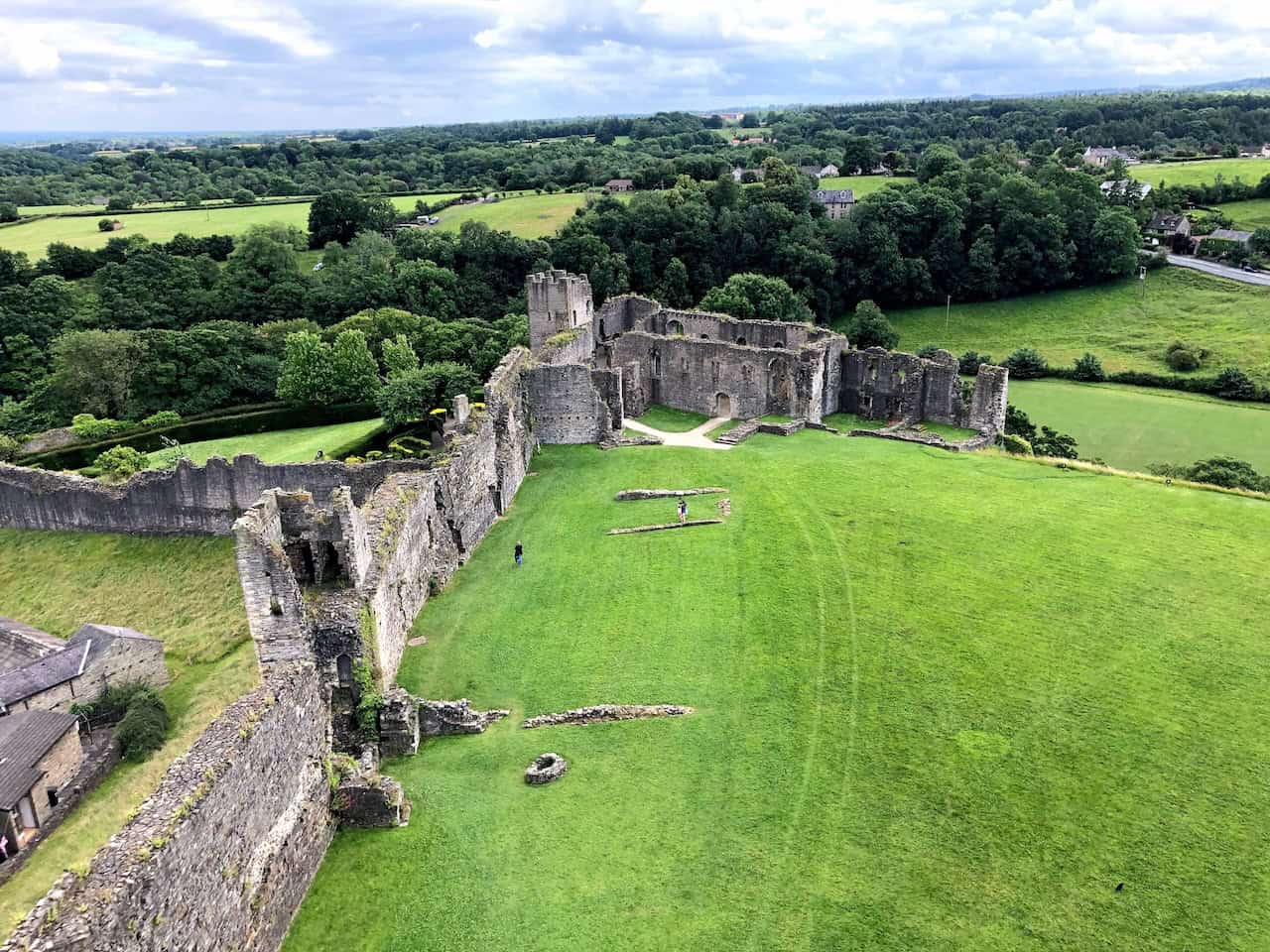 Easby Loop view from Richmond Castle keep across the castle grounds.