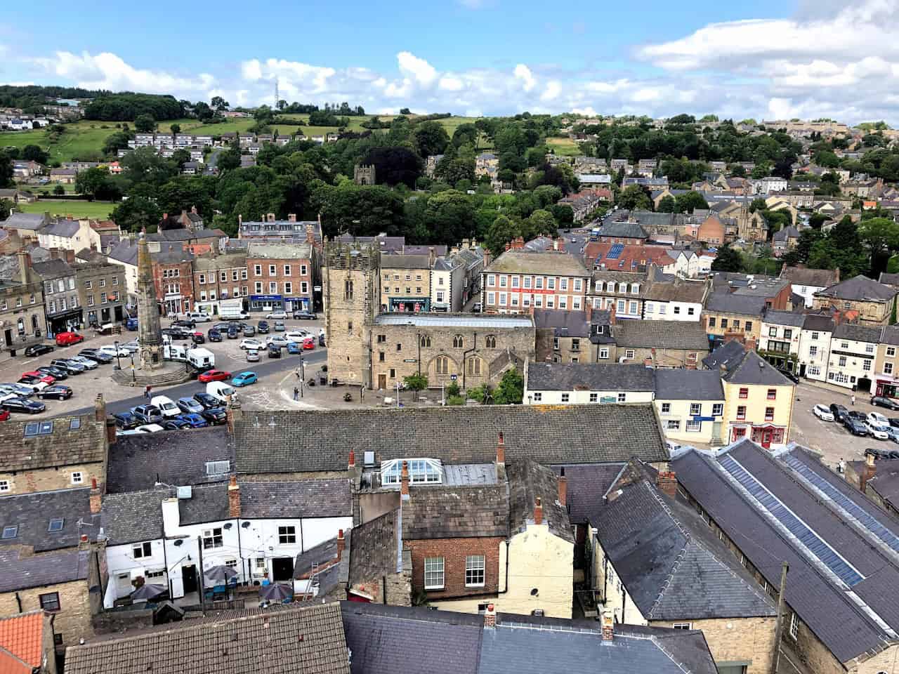Easby Loop panoramic view over Richmond town centre from Richmond Castle keep.