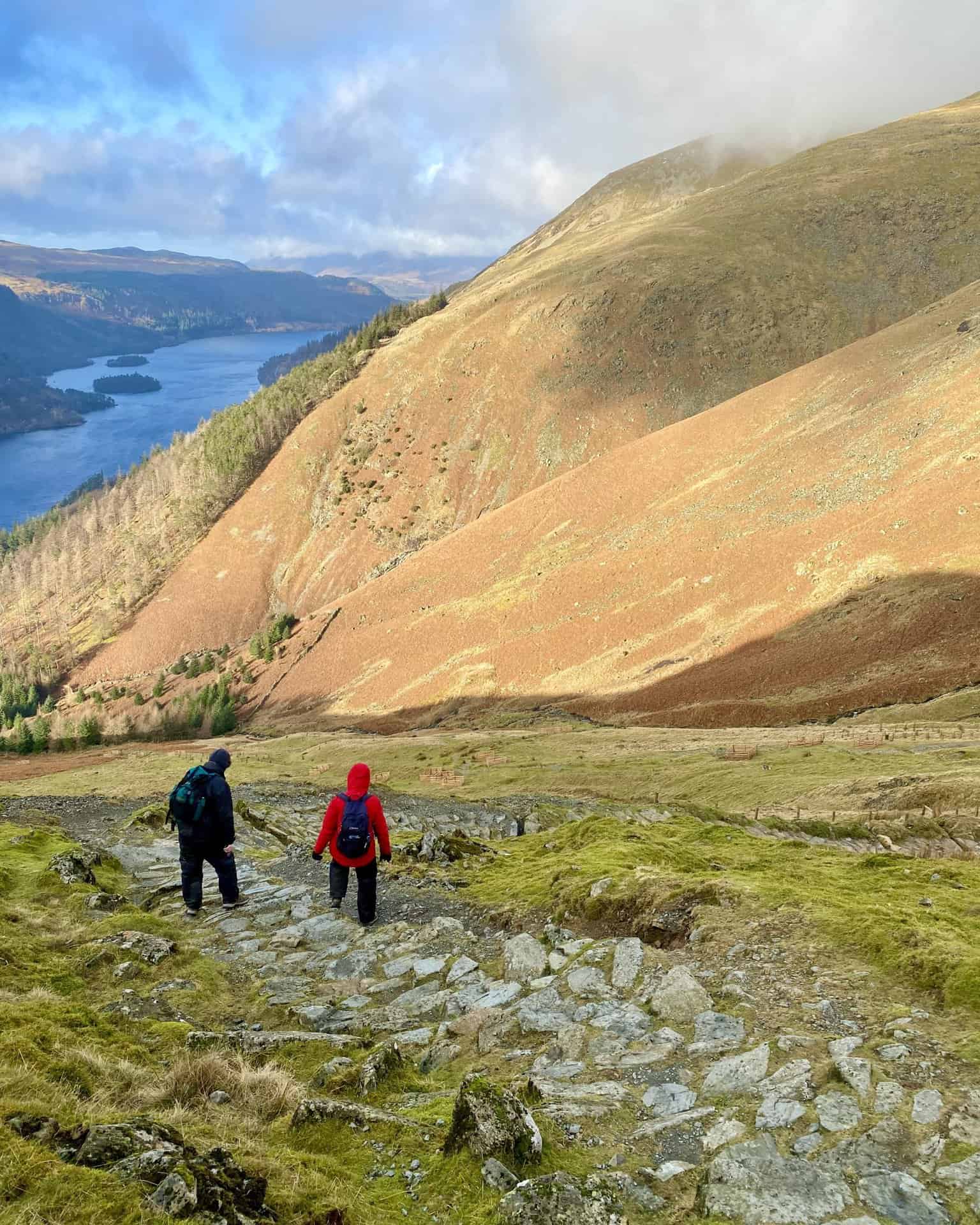 Steep rocky path near Comb Crags on the Helvellyn from Swirls route.