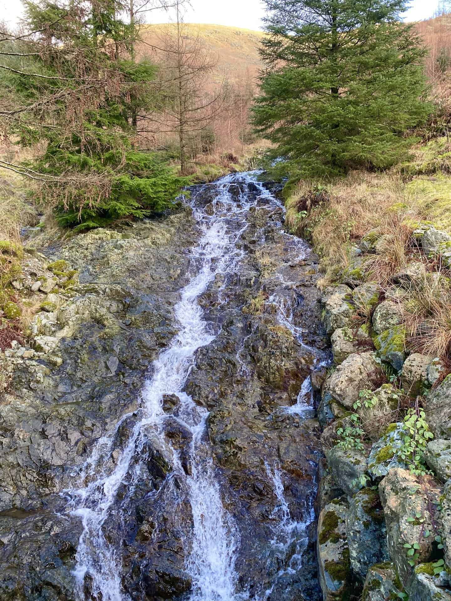 Comb Gill flowing down the western side of Nethermost Pike below Comb Crags.