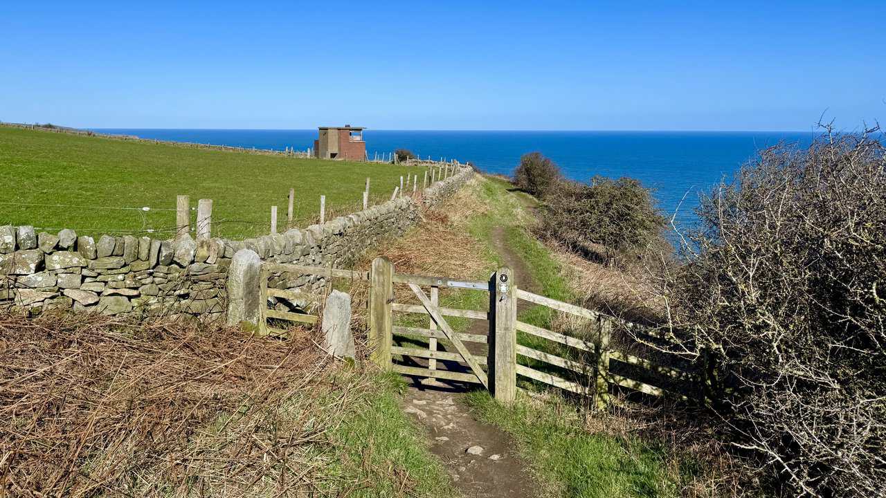 Open grassland and coastal setting around the former Ravenscar radar station site.